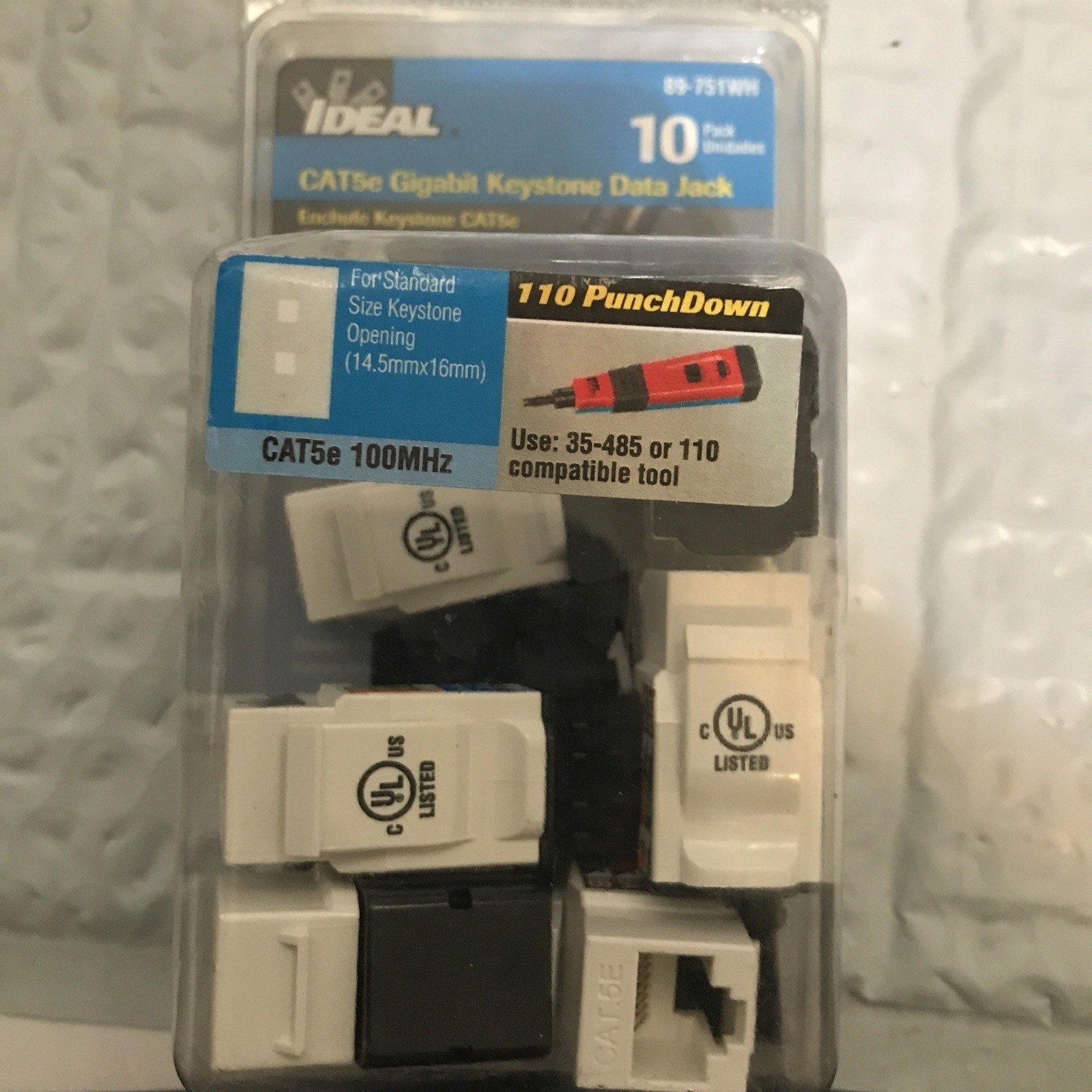 IDEAL 89-751WH CAT5e Gigabit Keystone Data Jack (10 PACK) NEW.