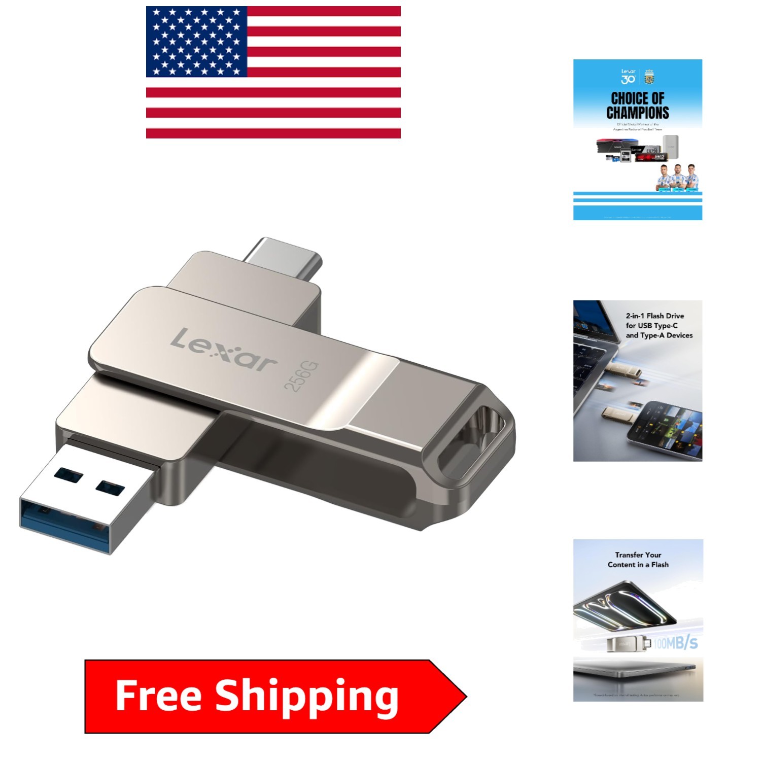 Secure D40E 256GB Dual USB-C Jump Drive - Swivel Design for Ultimate Portability