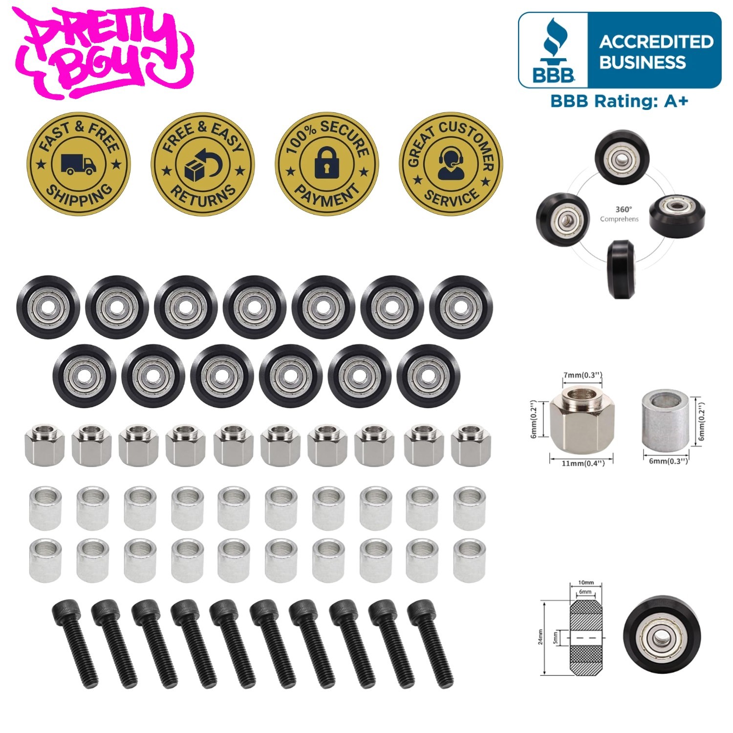 53-Piece POM Pulley Kit:  3D Printer Wheels for Ultimate Performance