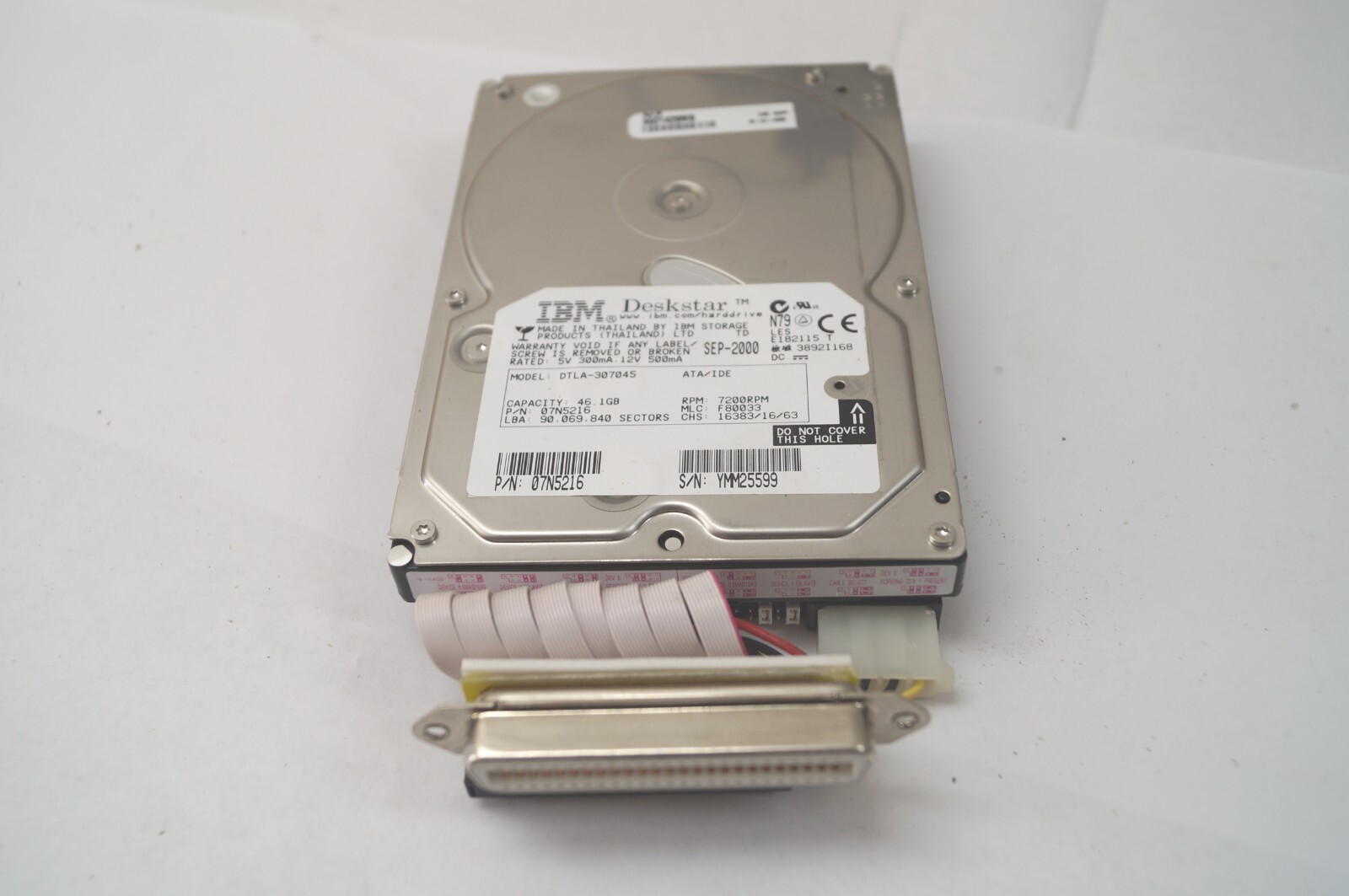 IBM DeskStar Model DTLA-307045  46.1 GB Hard Drive Part No. 07N5216 E121