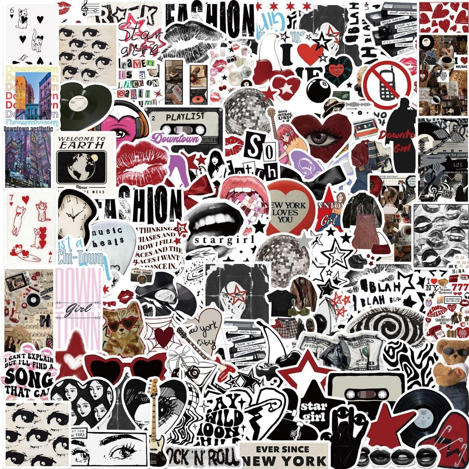 100pcs Aesthetic Stickers Downtown Girls Y2K Retro Grunge Girls Pack
