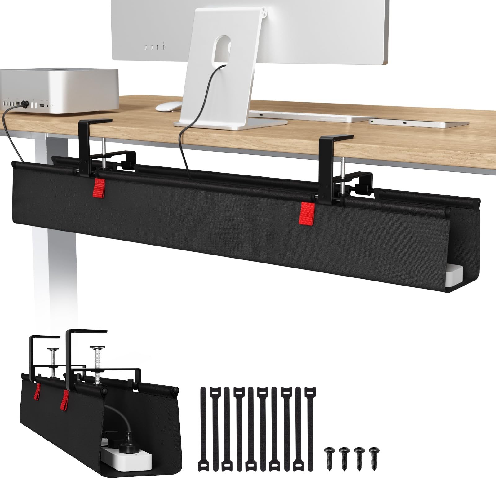 No Drill Under Desk Cable Management Tray - 36 Inch Organizer for Cables & Wires