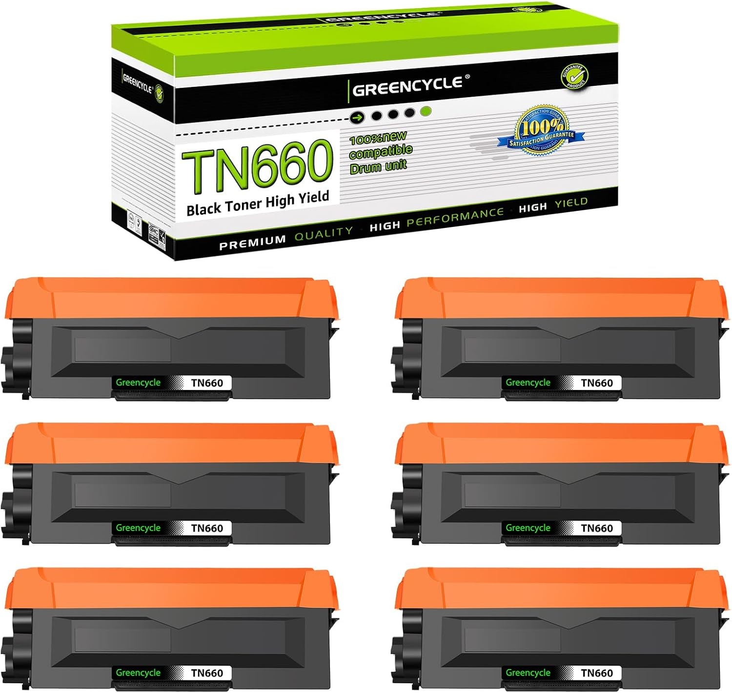 6PK TN660 TN-660 Toner Cartridge Fit For Brother HL-L2320D HL-L2340DW HL-L2380DW