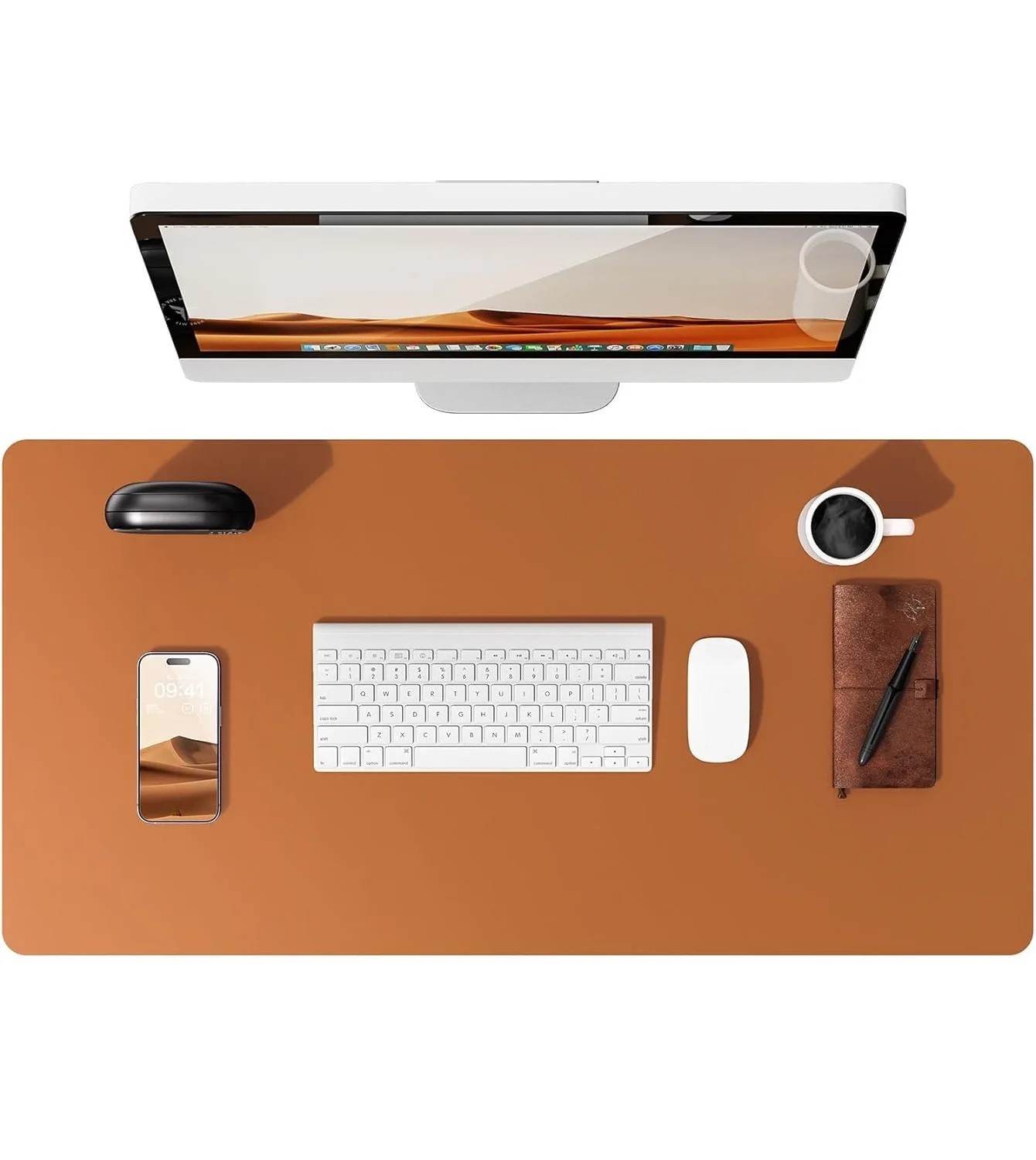 Large Mouse Pad Non-Slip PU Leather Desk Protector for Laptop and Keyboard