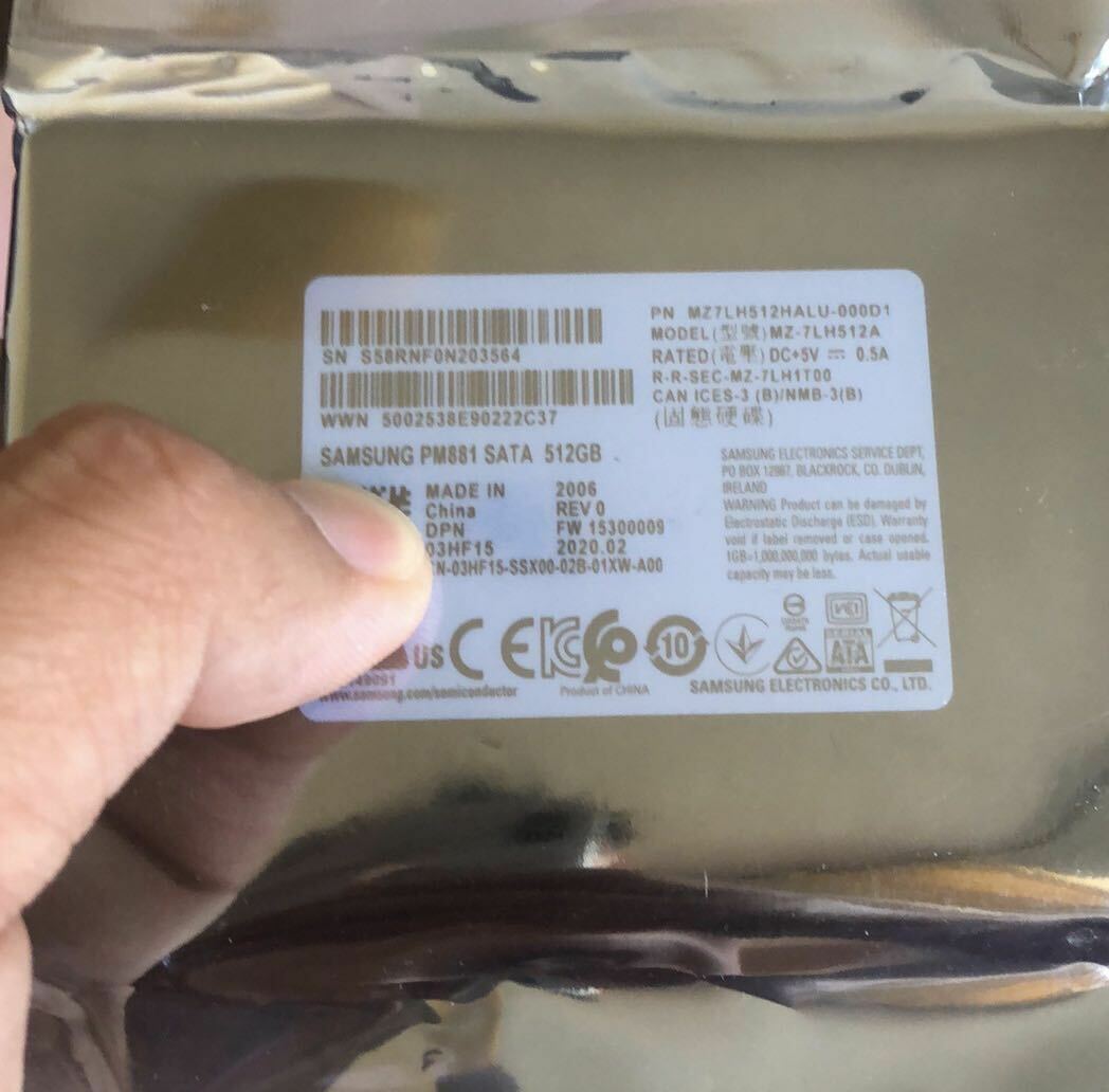 Samsung PM881 512GB SSD 2.5" Solid State Drive MZ-7LH512A MZ7LH512HALU-000D1