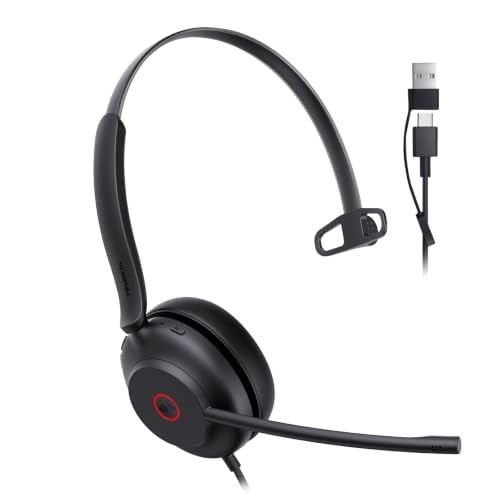 Yealink UH35 2nd Gen Wired Headset, USB-C/A,AI Noise Canceling Mic,HD Audio