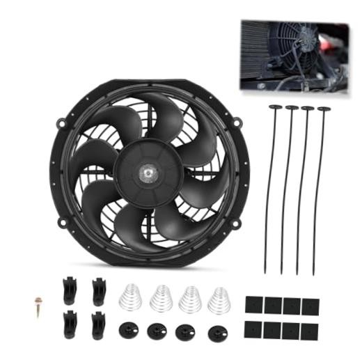 Universal 10 Inch Black Slim Radiator Cooling Fan 12V 80W Push Pull 10 inch