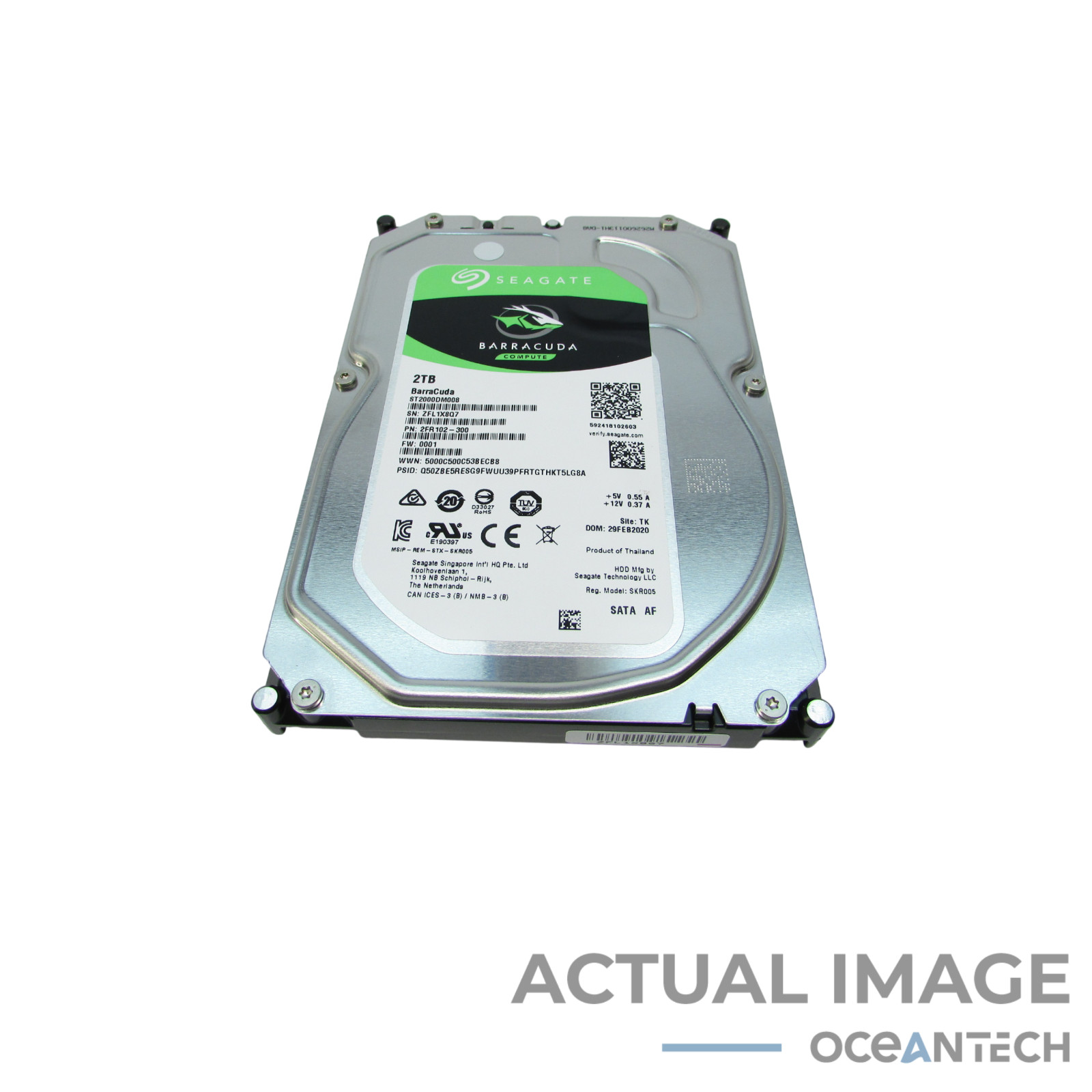 Seagate BarraCuda ST2000DM008 2TB 3.5in SATA III 7200RPM 256MB 2FR102-300