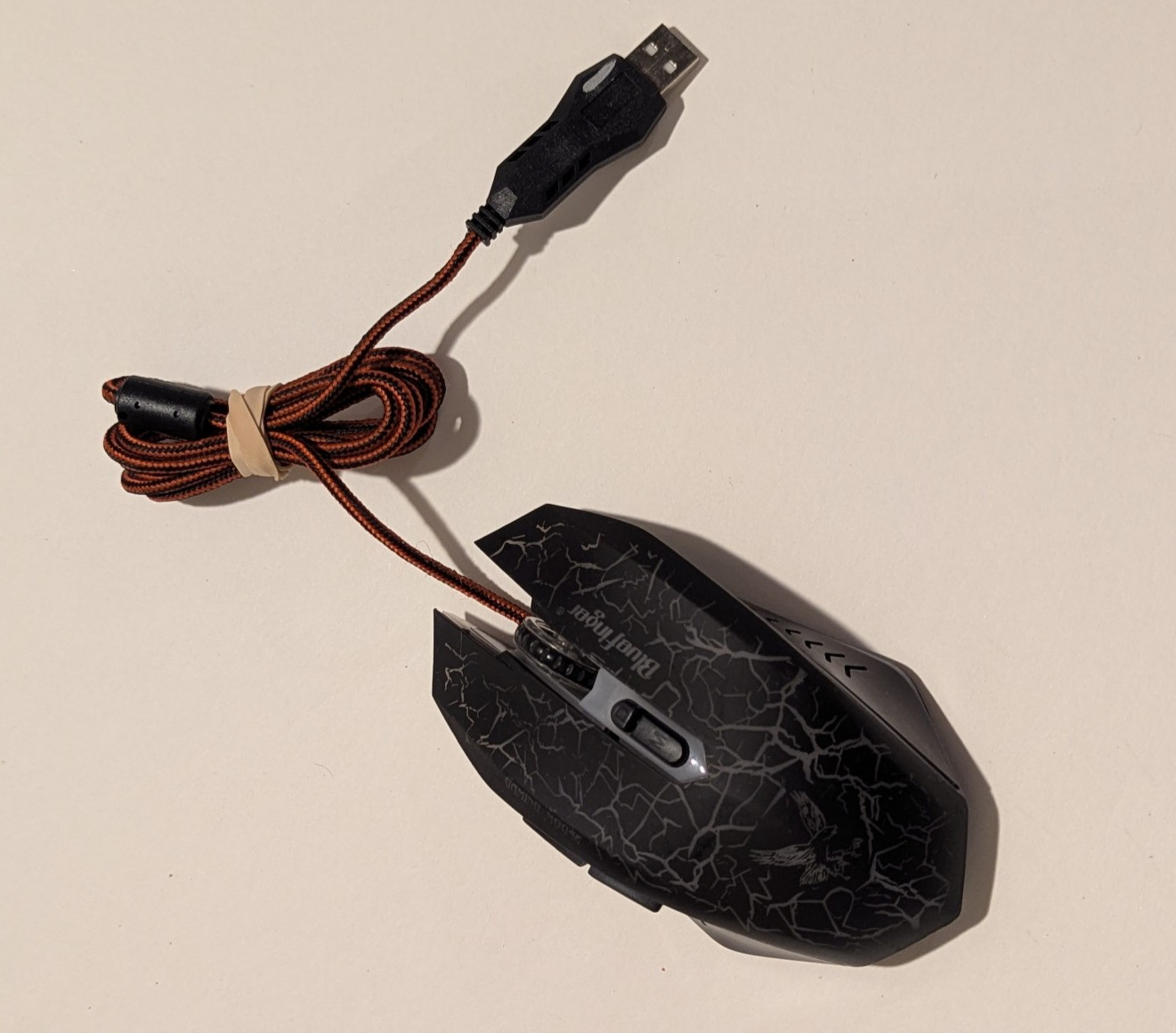 BlueFinger Wired Optical Gaming Mouse PC USB Blue Backlight 2000 DPI Side Button