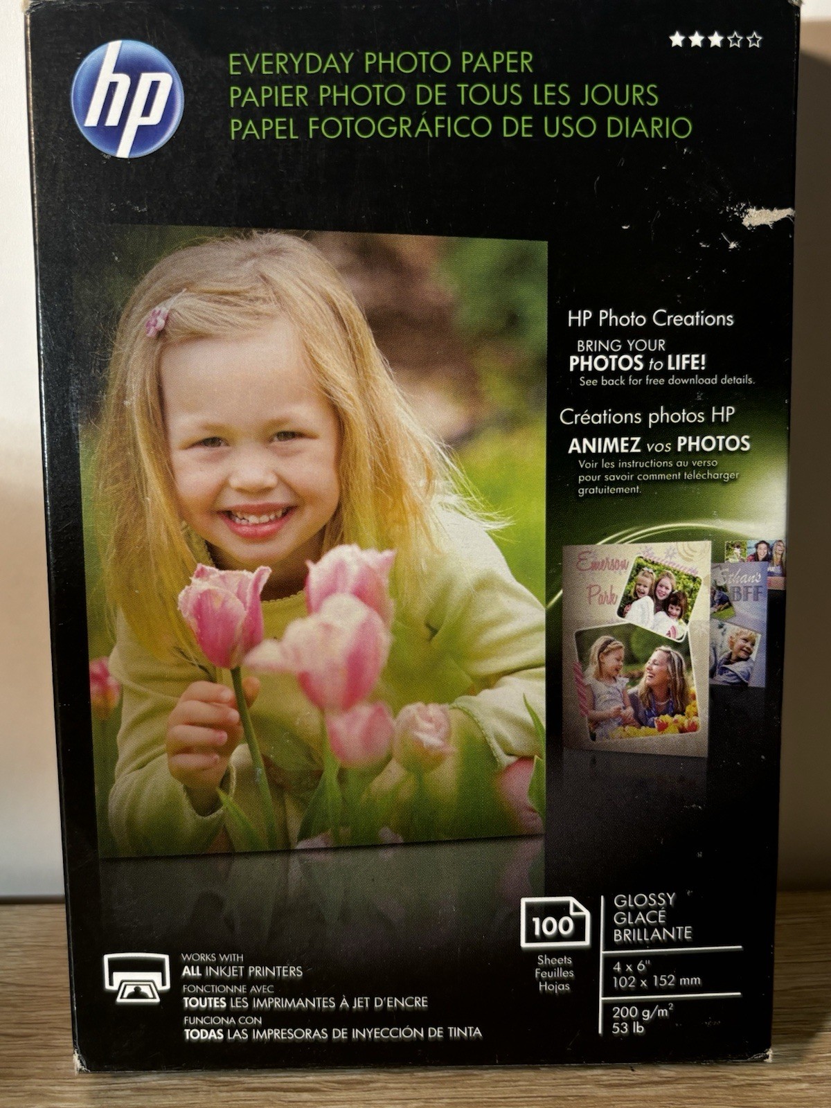HP Everyday Photo Paper Glossy 4x6 100 Sheets 200gsm Q5440A Inkjet High Quality