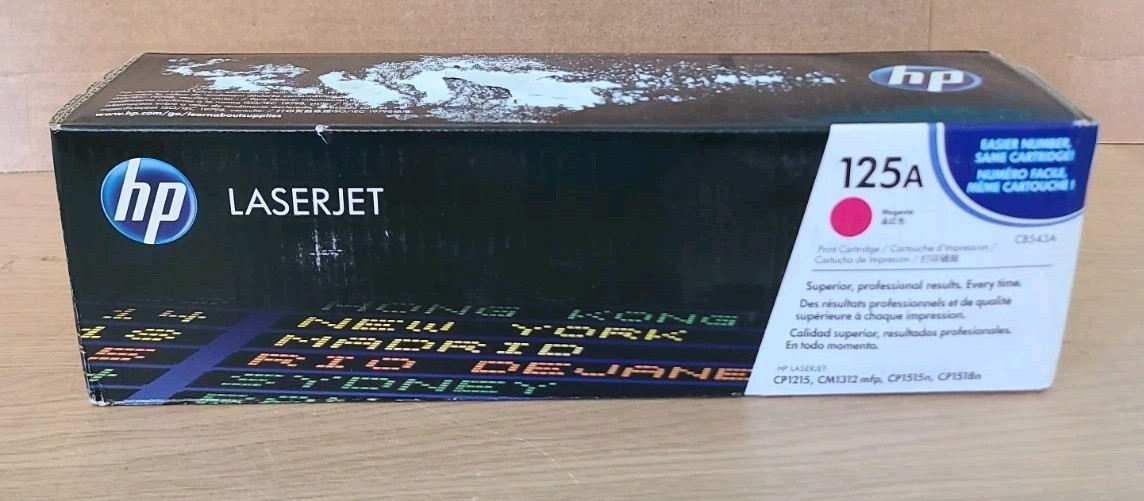 NEW HP 125A Genuine Magenta Toner for LaserJet. SLIGHT BOX DAMAGE BUT SEALED BOX