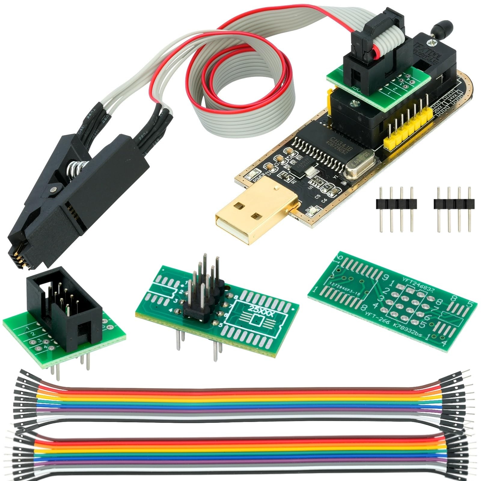 CH341A EEPROM BIOS Programmer SPI I2C + SOIC8 SOP8 Clip + SOP8 SOP16 Conversion