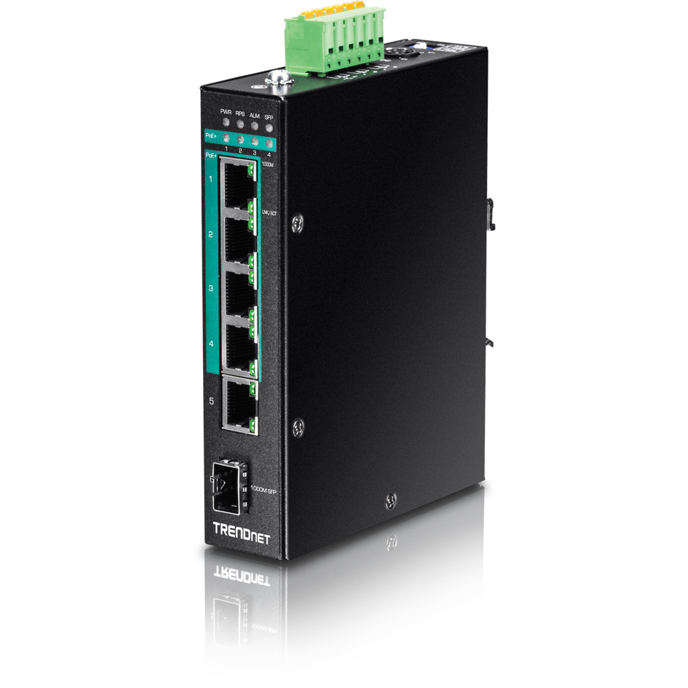 TRENDnet TI-PG541i, RENEWED 6-Port Hardened Industrial Gigabit PoE+ Layer 2
