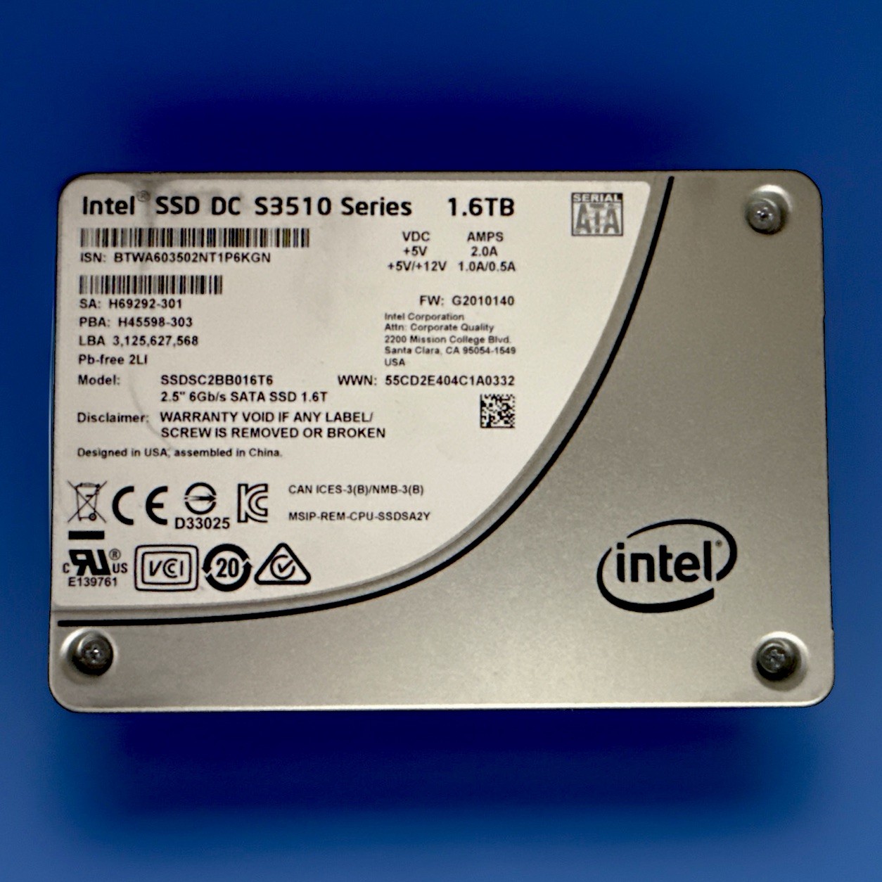 Intel SSD DC S3510 Series 1.6 TB SSDSC2BB016T6