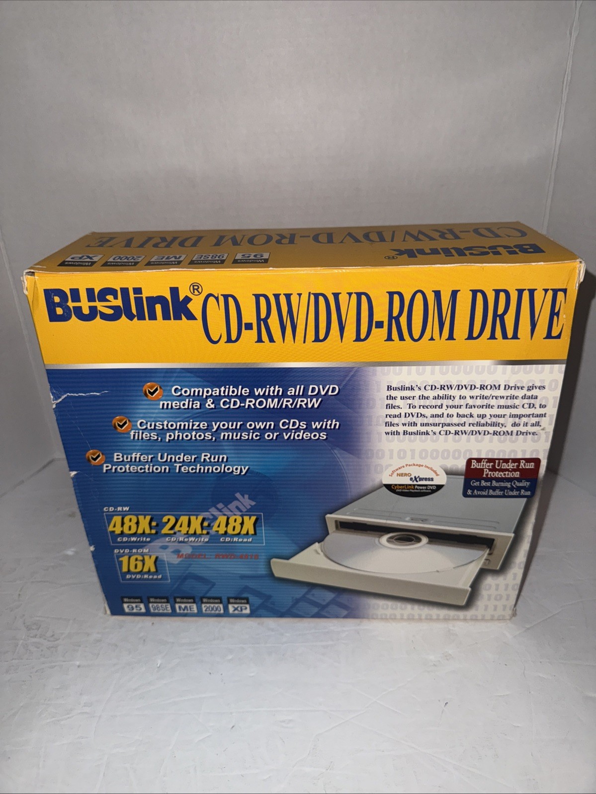 Buslink RWD-4816 Internal CD-RW/DVD-ROM Drive New Open Box Windows 95 ME 98SE XP