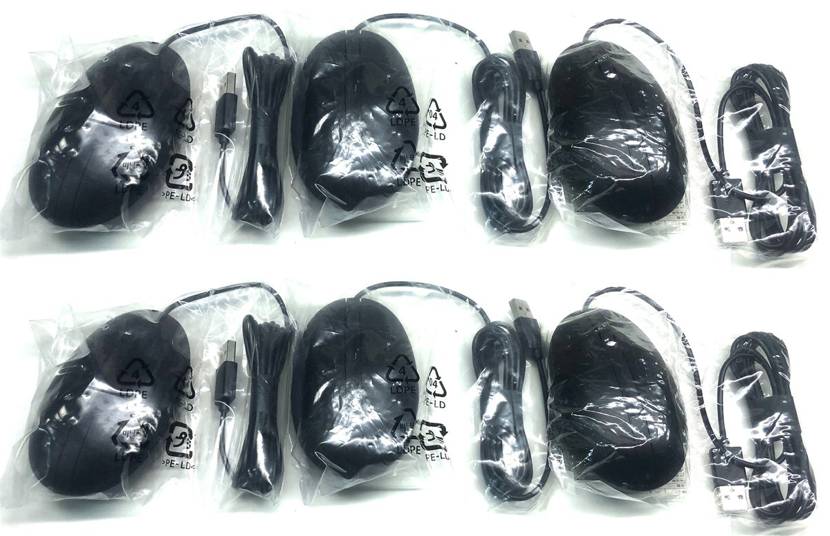 6 Pack Lot Genuine HP 320M USB Wired 2 Button Optical Halley Mouse L96910-001