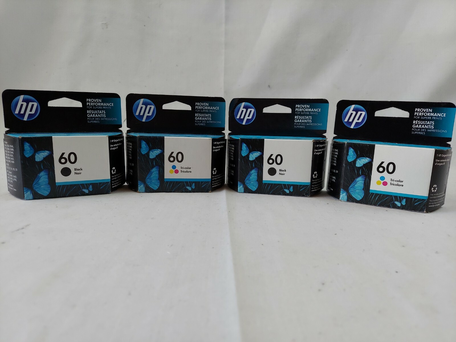 Lot of (2x) HP 60 Black / (2x) 60 Tri-color Ink Unopened EB-5303