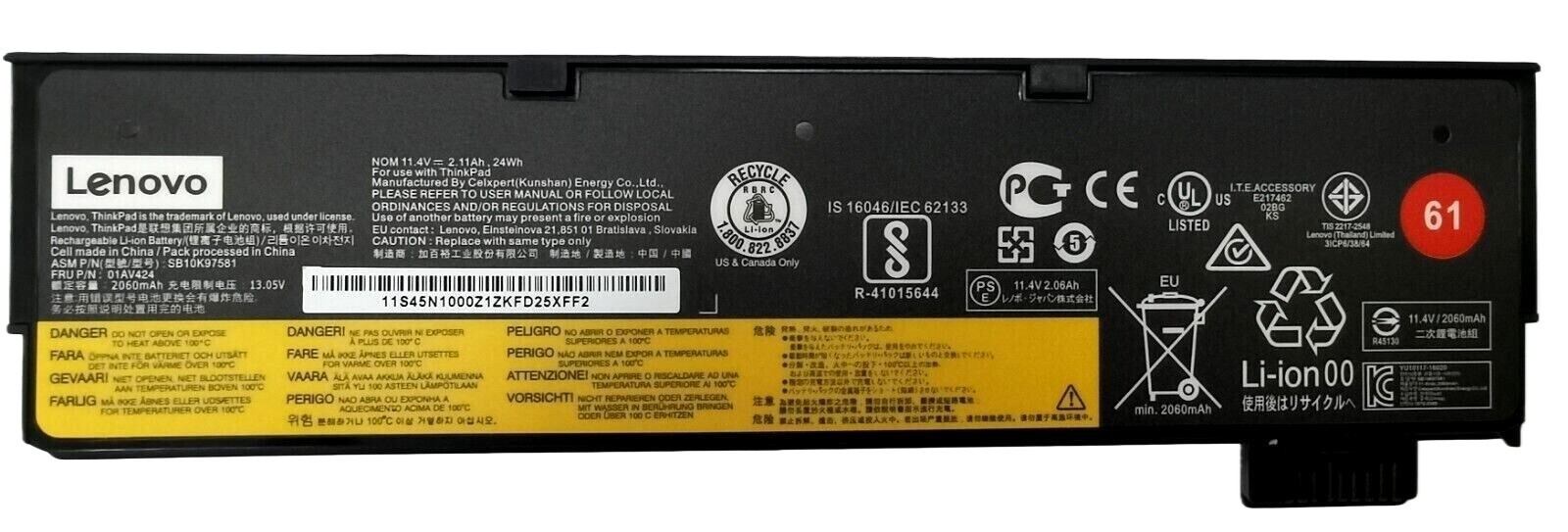 Genuine NEW 01AV425 01AV423 61 24Wh Battery Lenovo Thinkpad T470 T480 T570 T580