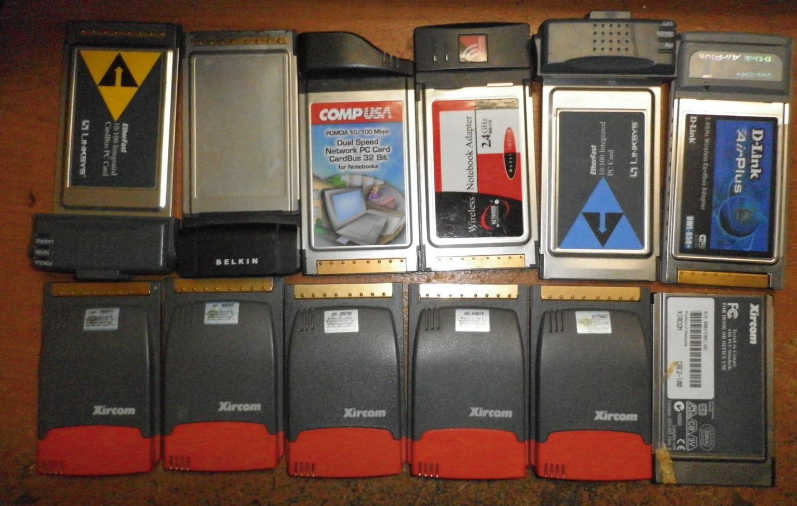 Lot 12 PCMCIA cards xircom belkin dlink compusa RBEM56G-100 PCM200 dwl-650+