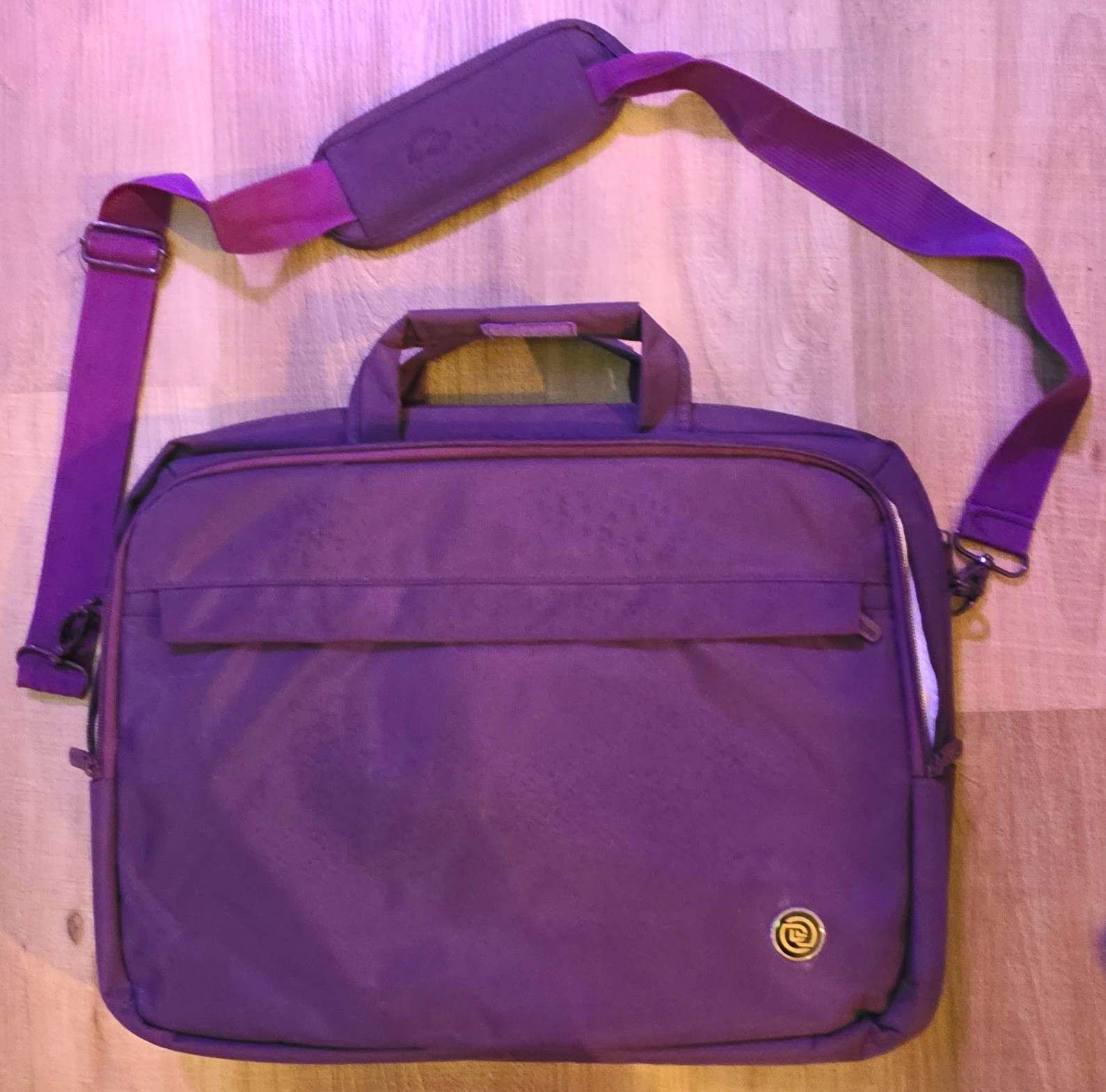 Purple Laptop Messenger Bag Briefcase Shoulder Strap Tech Travel Case Padded