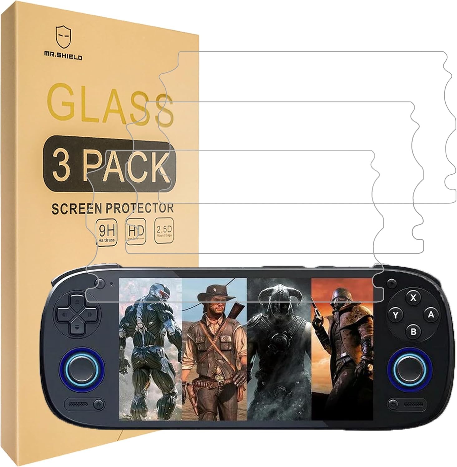 Screen Protector Tempered Glass 9H Hardness HD Clear 3 Pack For Gaming Handheld