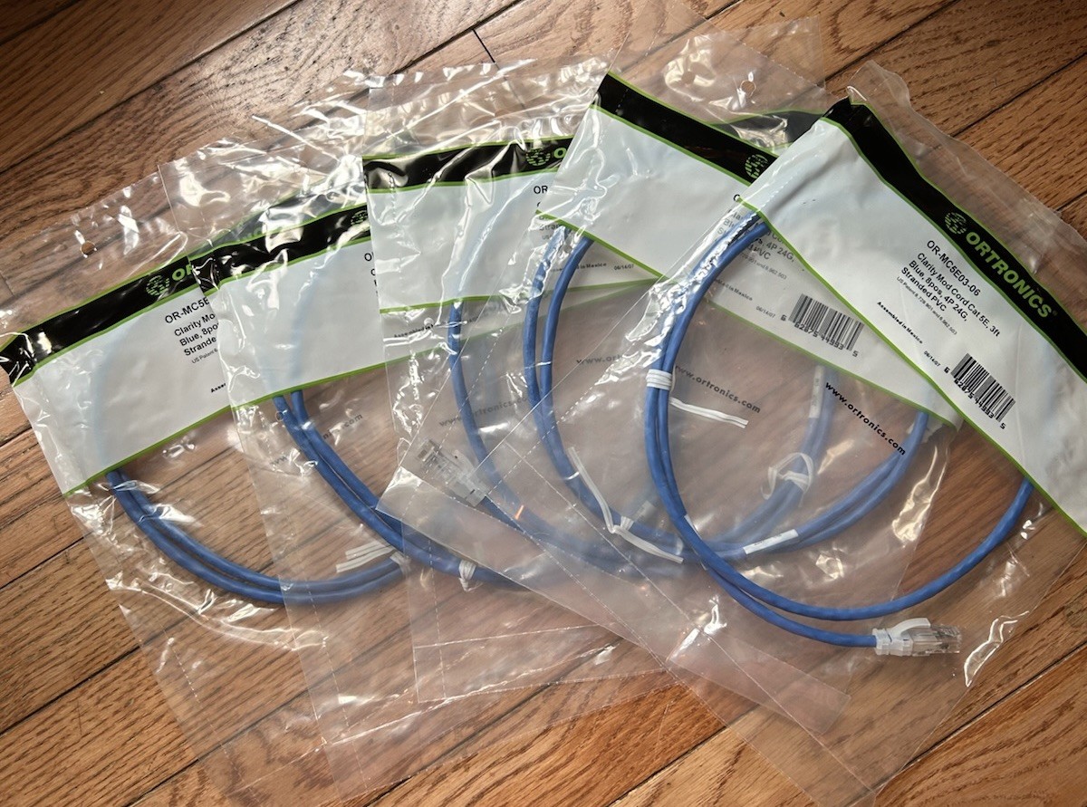 5-PK-OR-MC5E03-06 ORTRONICS  Cord  Clarity 5E 3 Foot Blue  4P 24G ST PVC CM NEW