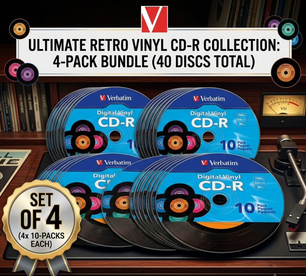 Verbatim Digital Vinyl CD-R 700MB 80 Min 52x Retro Blank Discs 10-Pack Set of 4