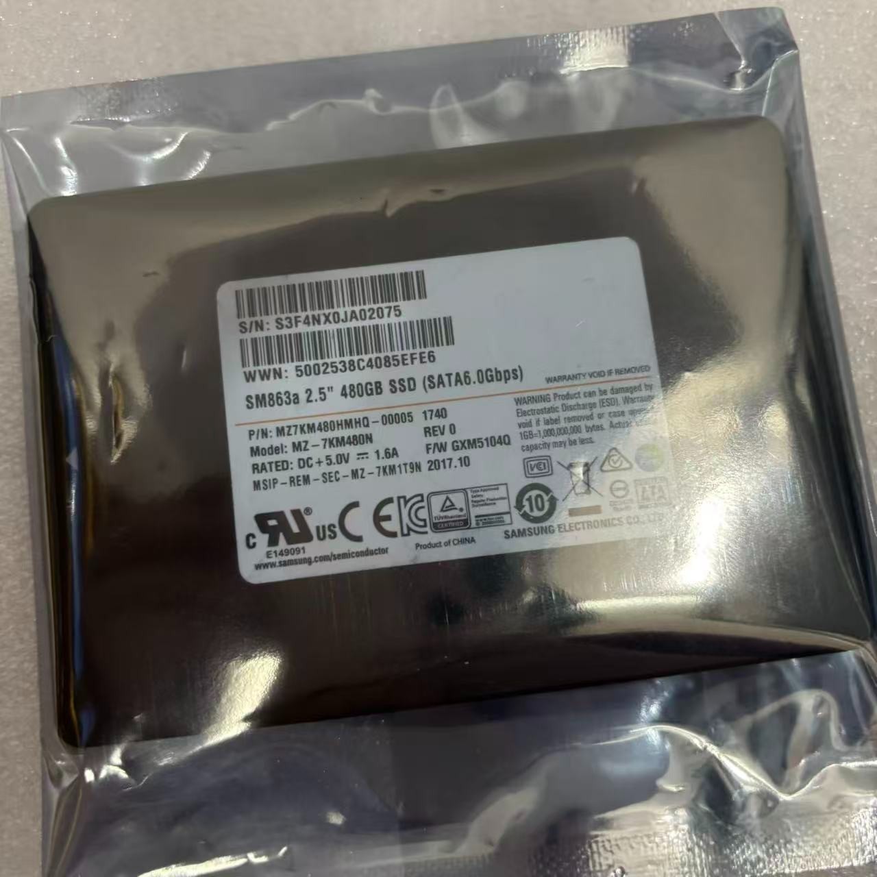 Samsung MZ7KM480HMHQ-00005 SM863a MZ-7KM480N 480GB SATA 6.0 Gbps SSD Drives