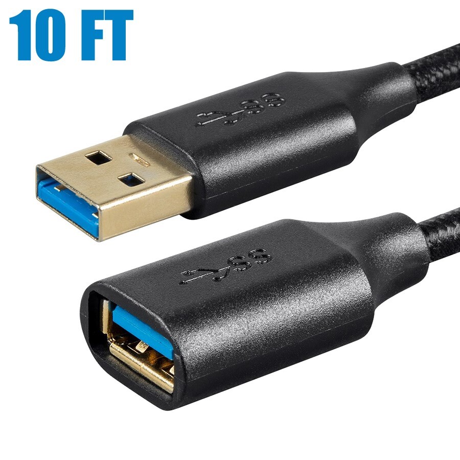 10FT USB 3.0 Male to Female Extension Cable Cord Braided Gold Plated 5Gbps