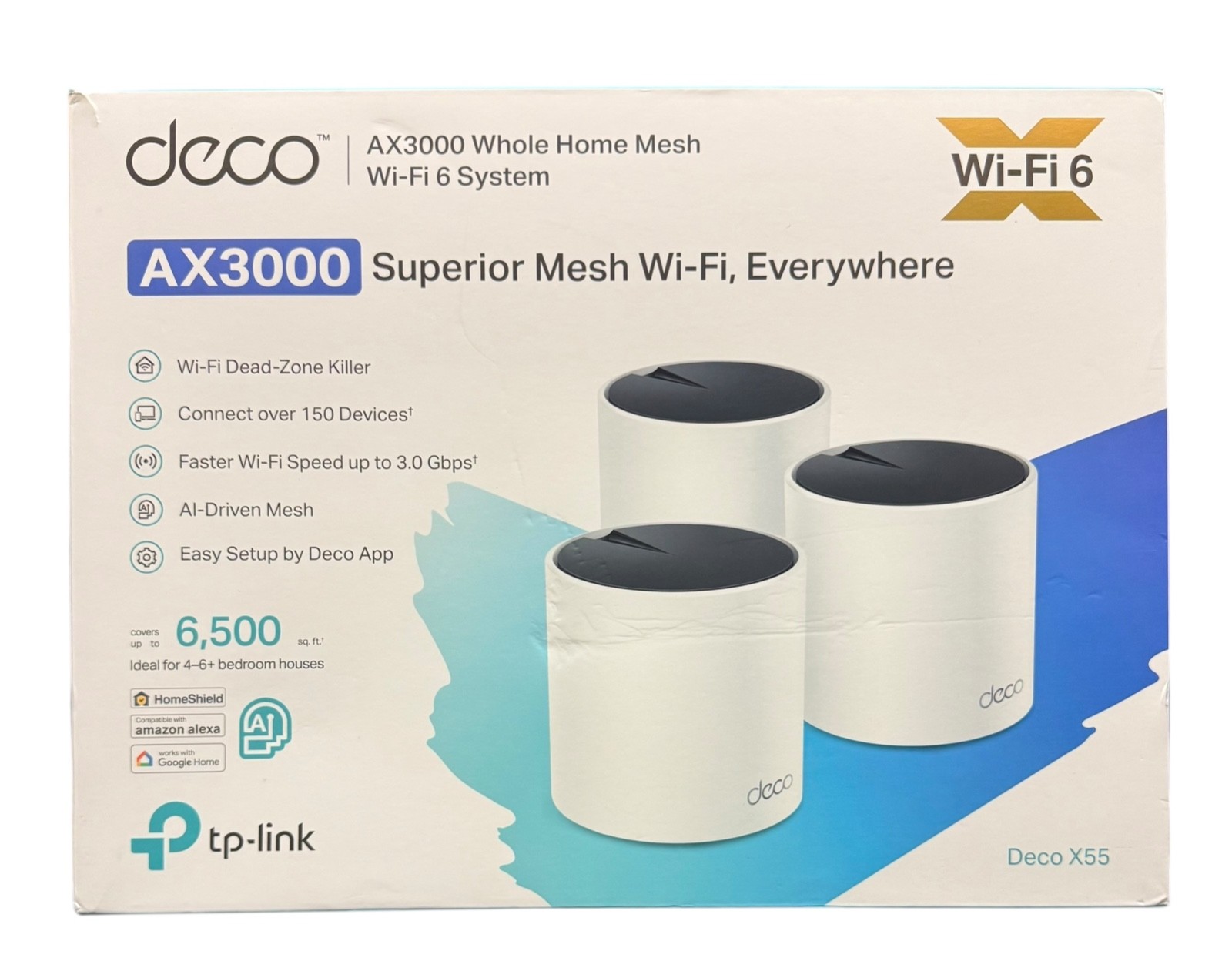 TP-Link Deco X55 AX3000 Mesh Wi-Fi 6 System- Covers Up to 6500 NEW Open Box