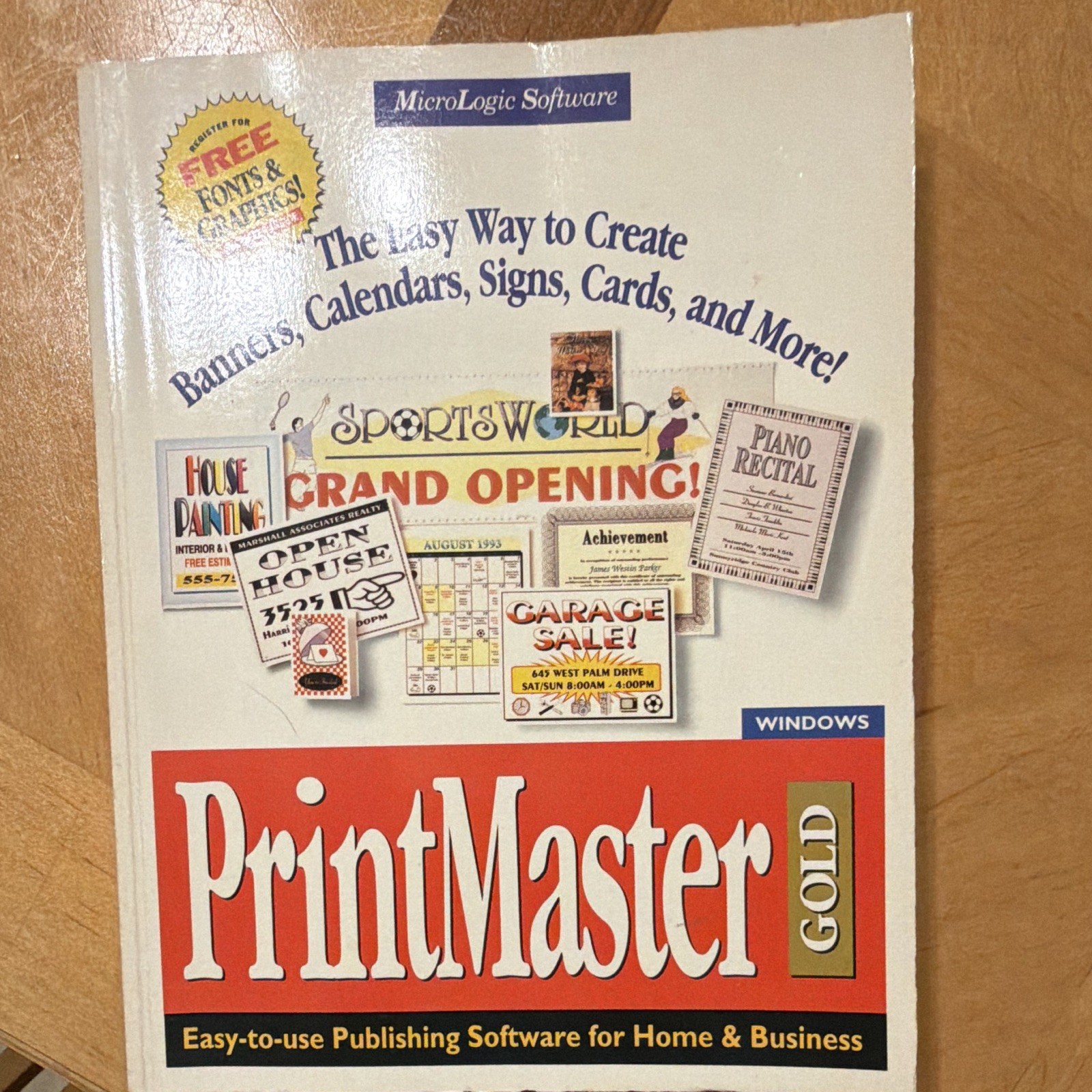 MicroLogic Software PrintMaster Gold for Windows User's Guide Manual, Vintage