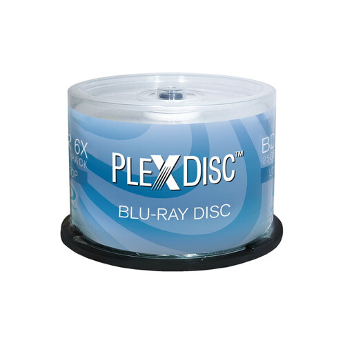 50 PlexDisc 6X 25GB Blank BD-R BDR Blu-Ray Logo Branded Media Disc 633-814