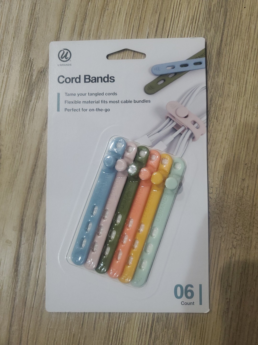U Brands Silicone Cord Bands 6 Ct Flexible Material