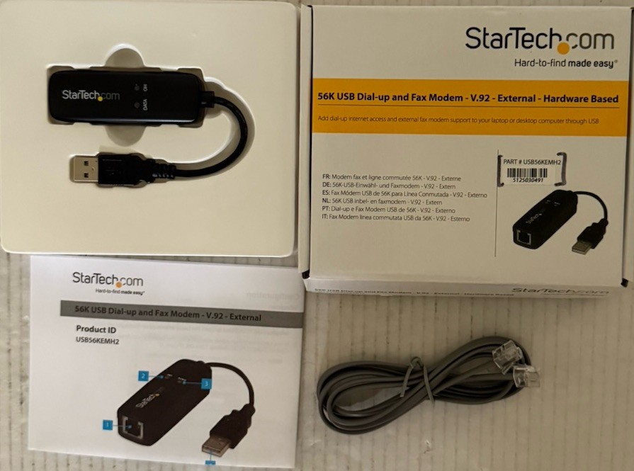 Startech 56K USB Dial Up And Fax Modem V.92 External Hardware Based Adapter
