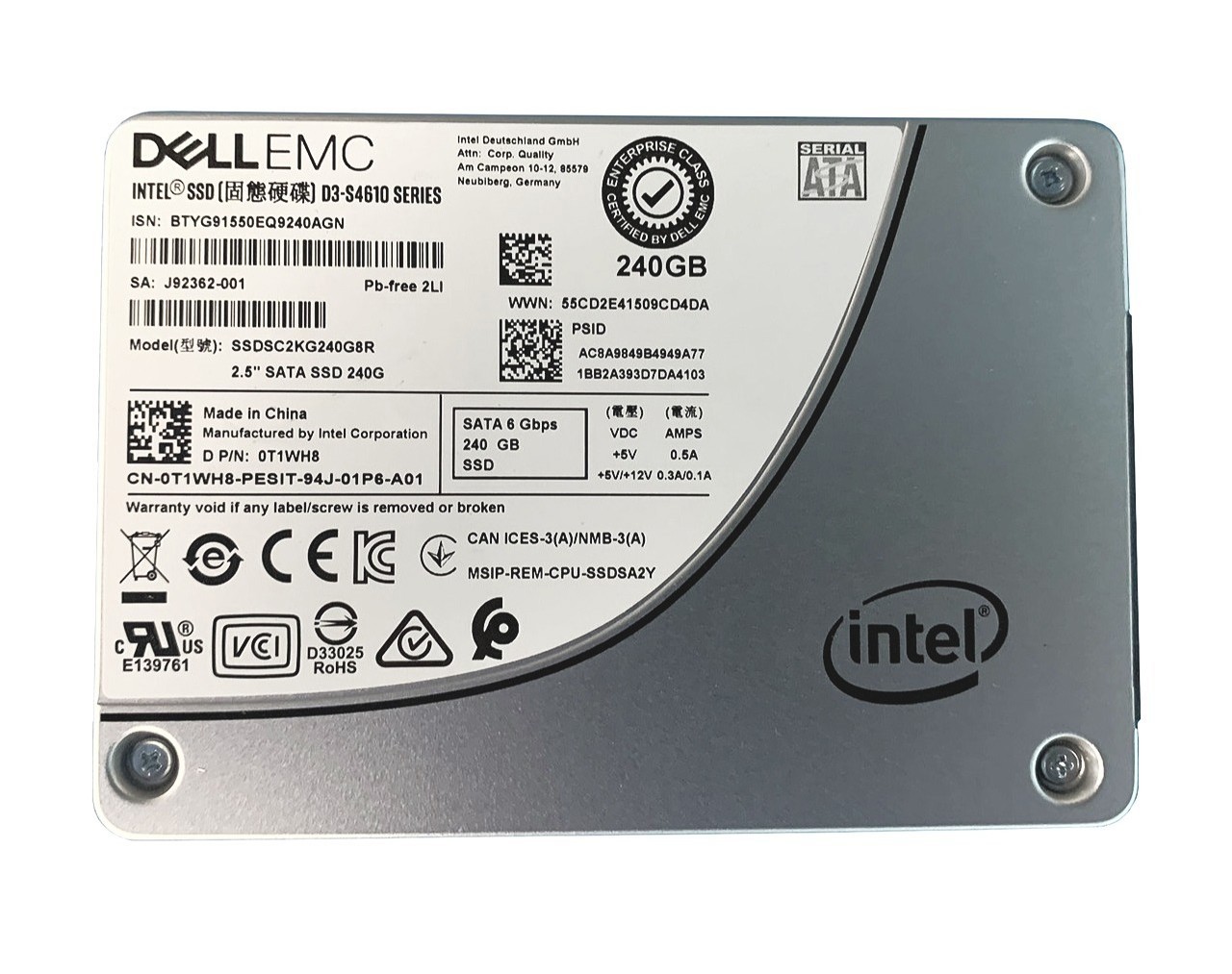 Hard drive Dell 240GB SSD SATA 6G 2.5" TLC MU 512e T1WH8