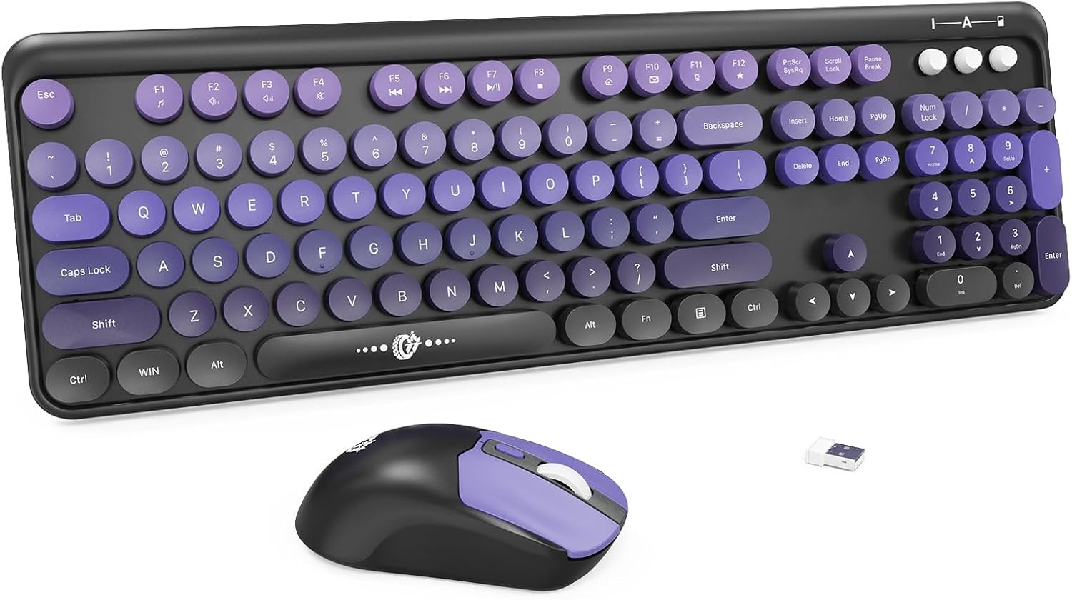Wireless Keyboard and Mouse Combo - 2.4G Full-Sized Cute Colorful Mouse and K...