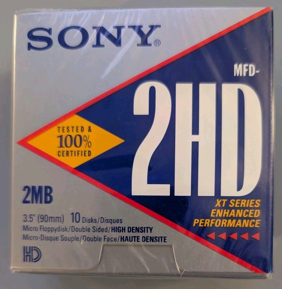 Sony MFD 2HD XT Series 3.5 Floppy Disks 10 Pack 2MB Sealed New Old Stock 10MFD2H