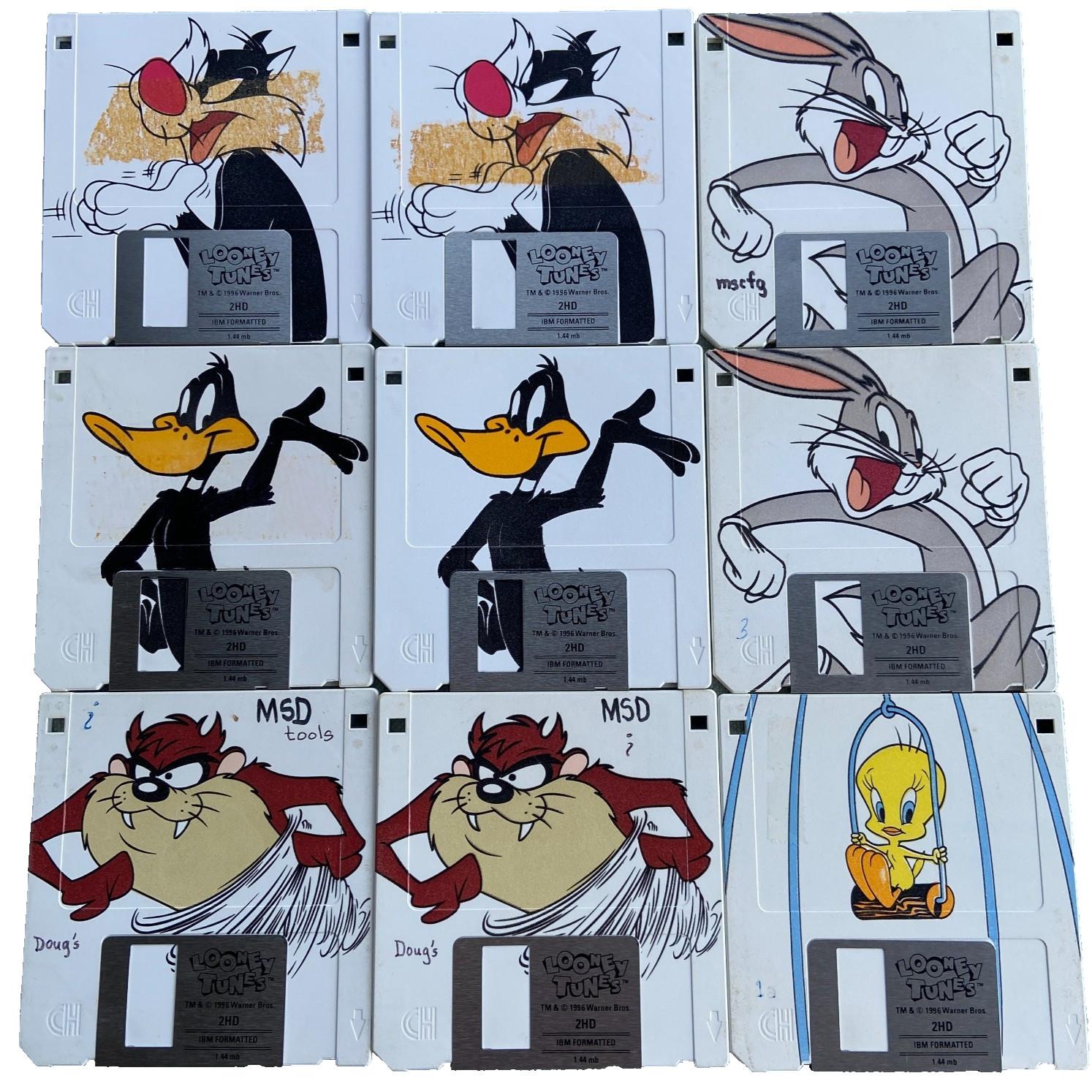 Looney Tunes 3.5” Floppy Disk Lot Bugs Bunny Taz Daffy Duck Sylvester Tweetibird