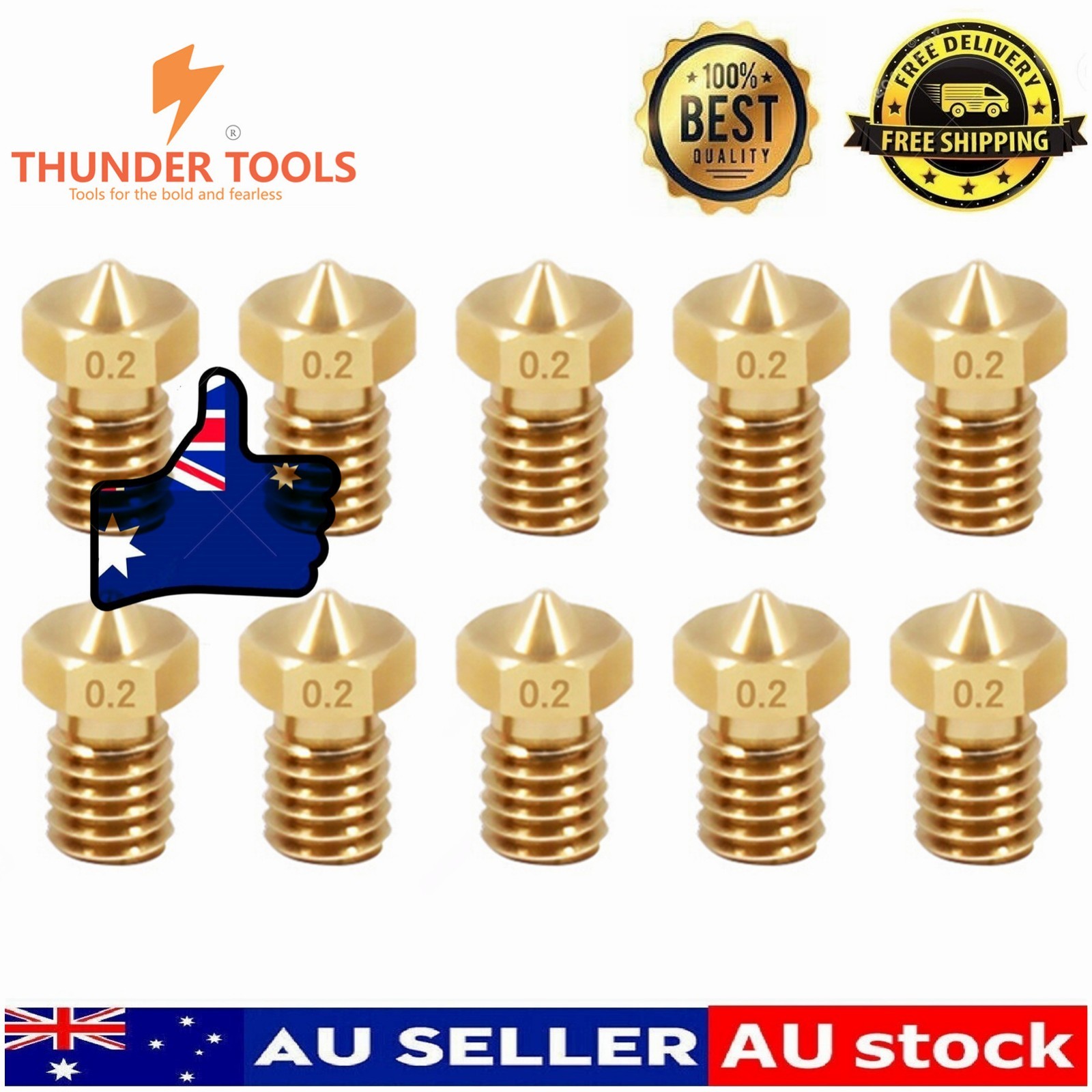 Thunder Tools 10pcs/lot  V6 Nozzle 1.75mm Stainless Steel/ Brass Nozzles