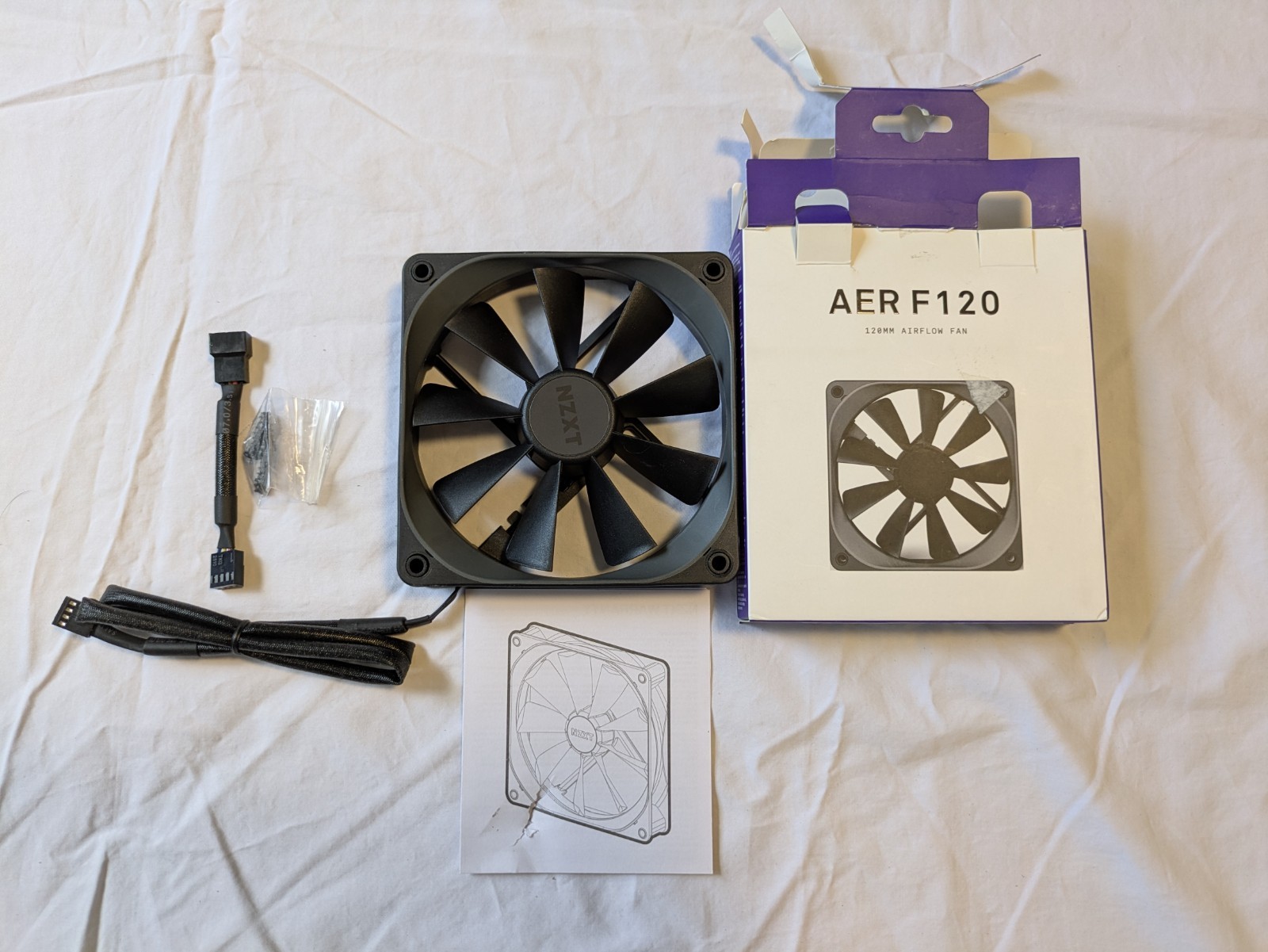 NZXT Aer F120 120mm PWM PC Case Cooling Fan Black New Open Box Complete