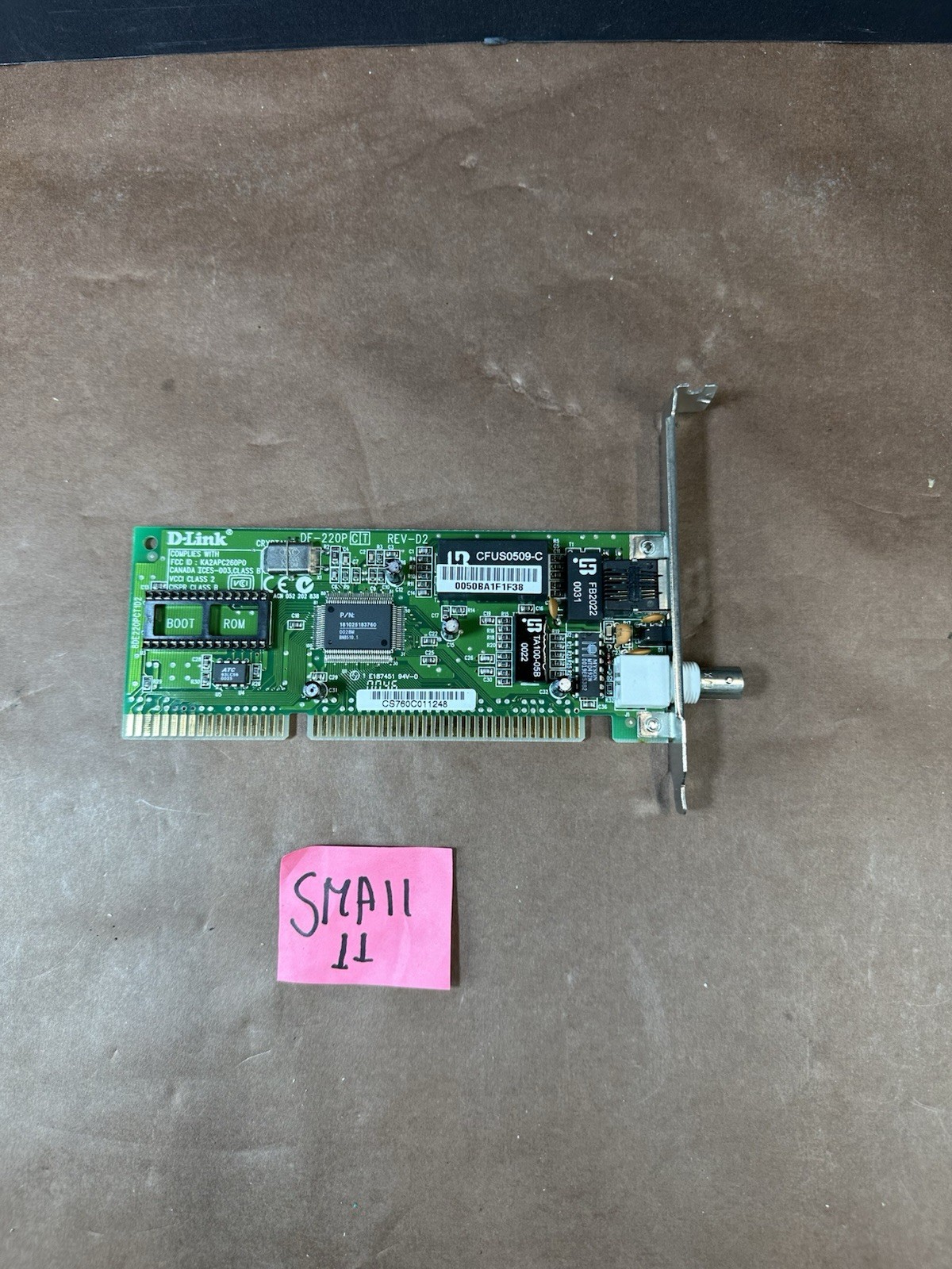 D-Link DE-220P CT REV D2 Ethernet Adapter Card Module, Untested Ships Fast