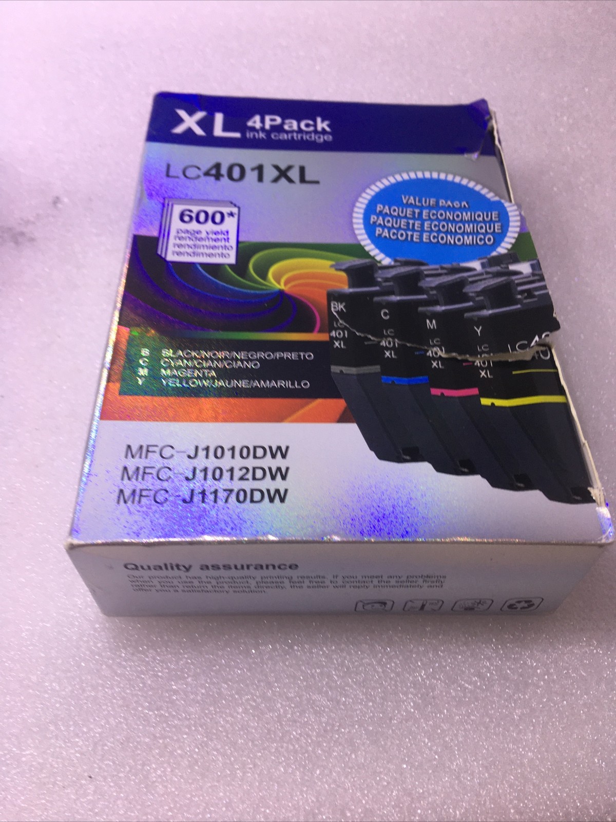 L2KB LC401XL 4-Pack Ink Cartridge Set for MFC-J1010DW/J1012DW/J1170DW