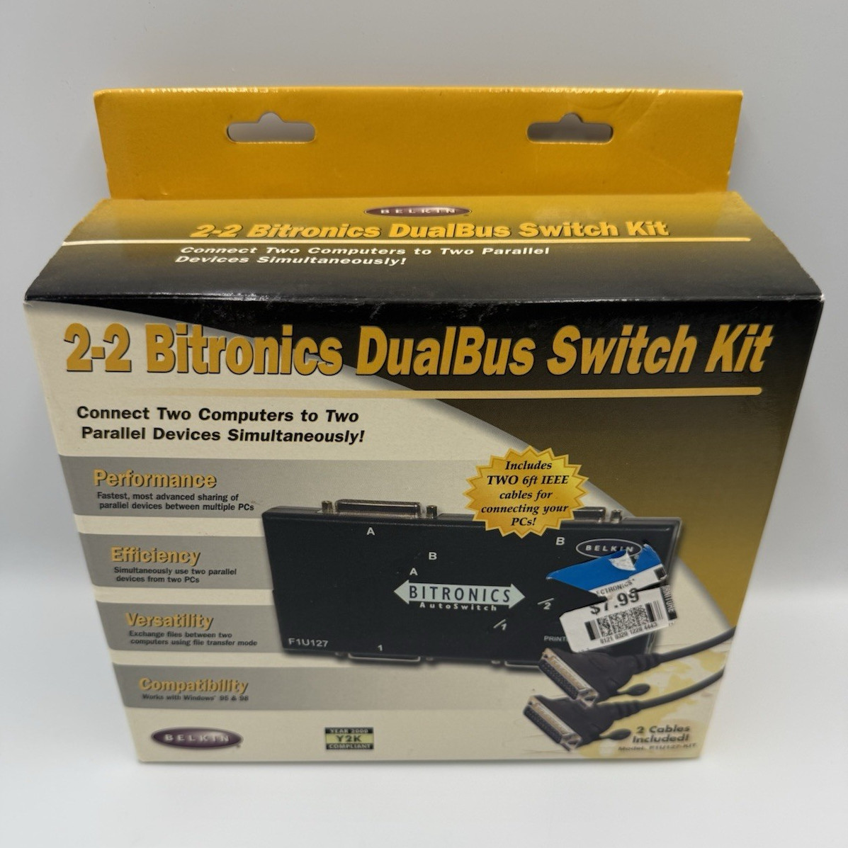 Belkin Bitronics 2:2 DualBus Parallel Switch Kit F1U127 w/ 2x 6ft Cables