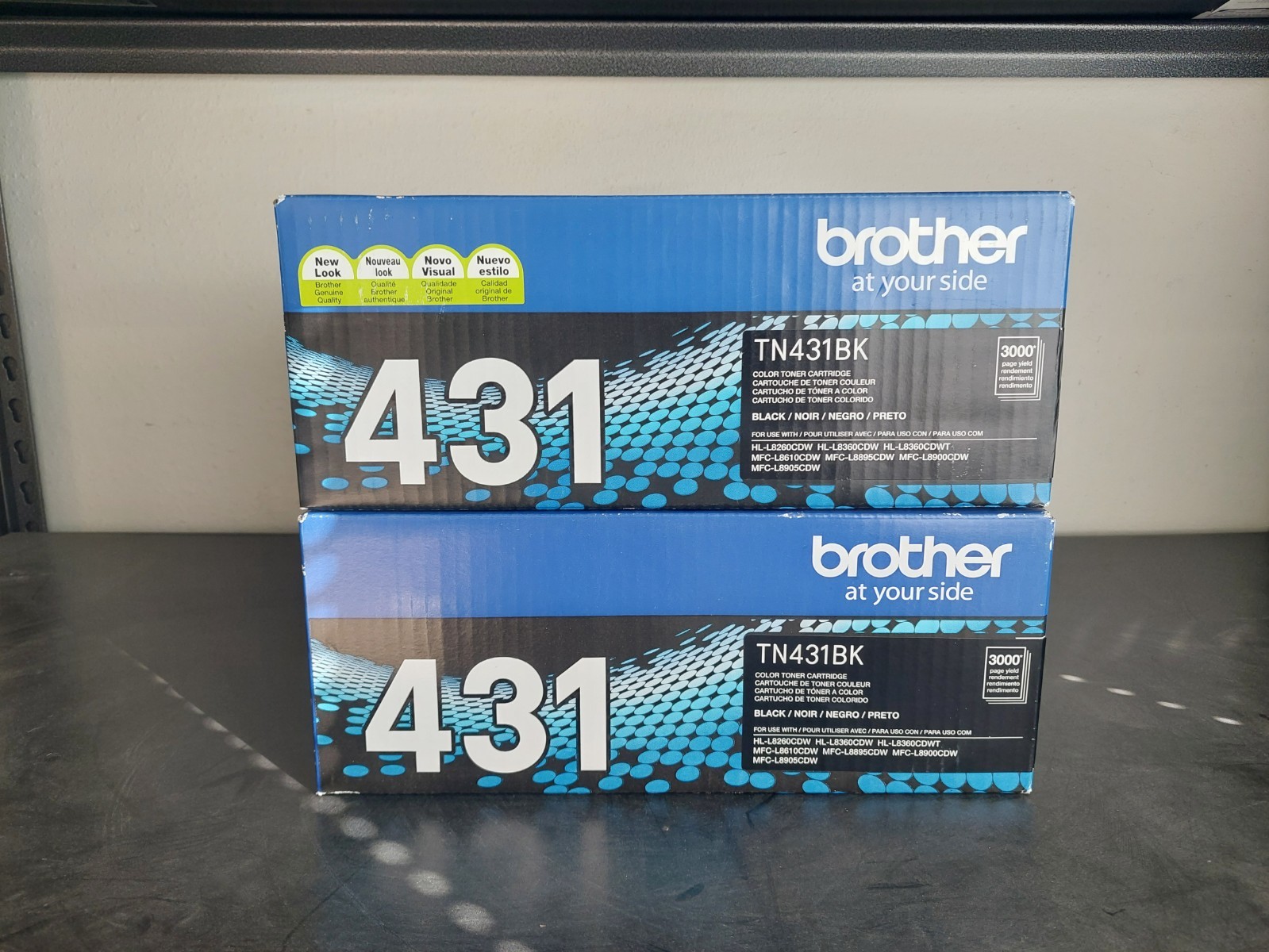 Set of (2) Brother TN431 OEM Black Toner Cartridges