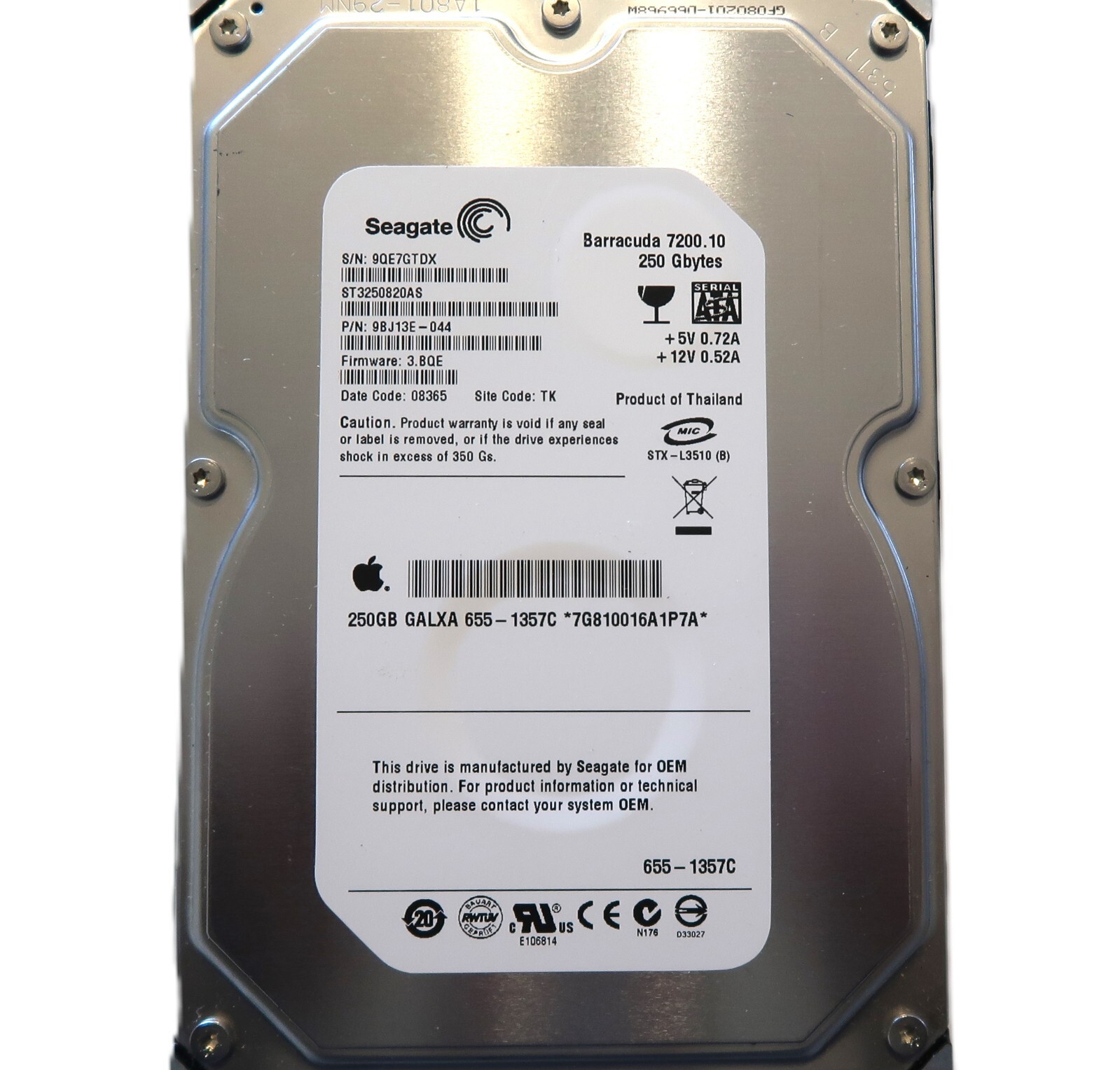 Seagate ST3250820AS 9BJ13E-044 3.BQE (9QE7) TK  Thailand 250gb 3.5" Sata 03/2008