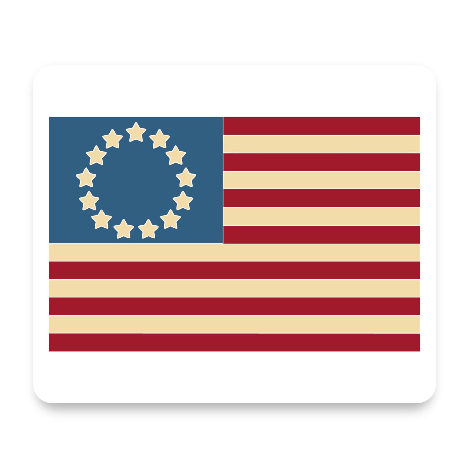 Betsy Ross 13 Star Flag Vintage Colonial Patriotic Red Blue Mouse Pad 9.25x7.75