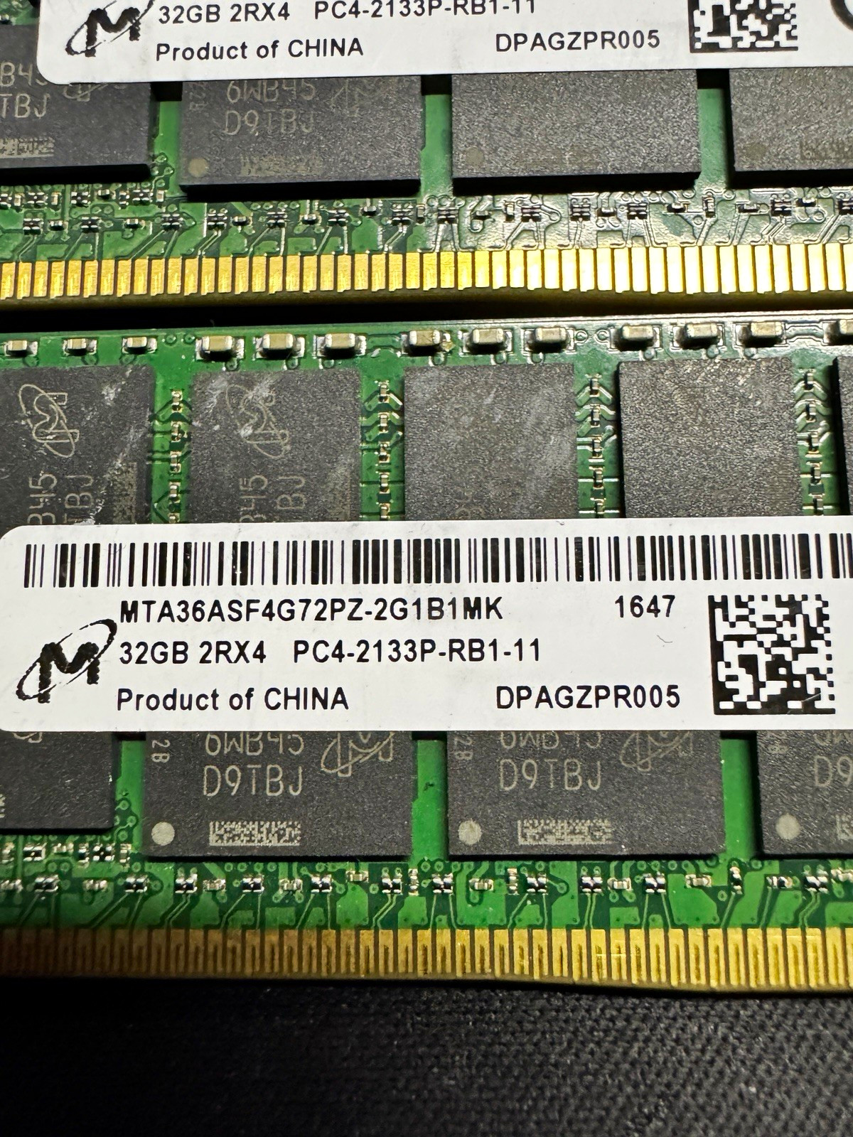 128GB (4x32GB) Micron DDR4-2133 ECC RDIMM 2Rx4 HP 752370-091 774175-001