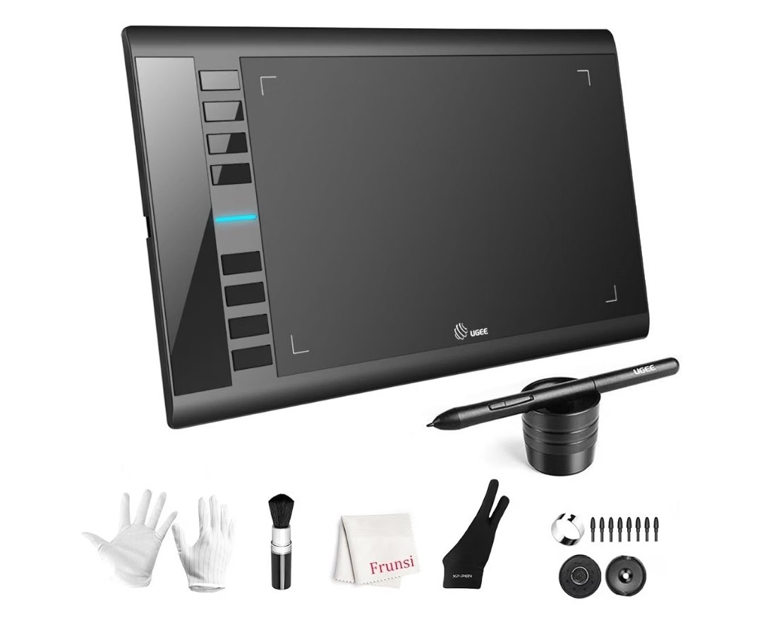 Ugee M708 Graphics Drawing Pen Tablet, 10x6 in - Black 8 Hot Keys - 8192 Levels