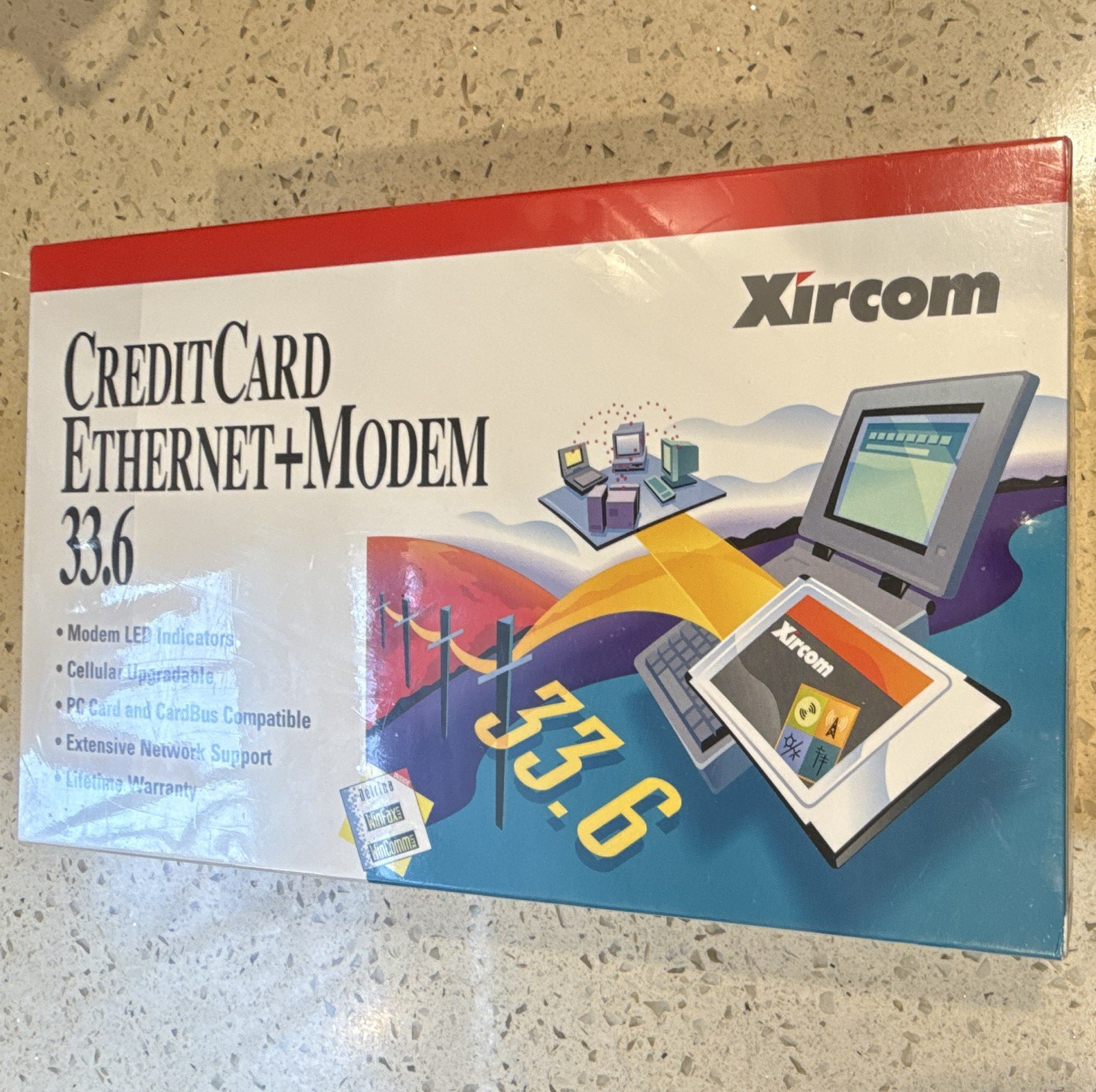 Xircom CreditCard Ethernet+Modem 33.6 CE33-100 PC Card/CardBus RJ-45 RJ-11