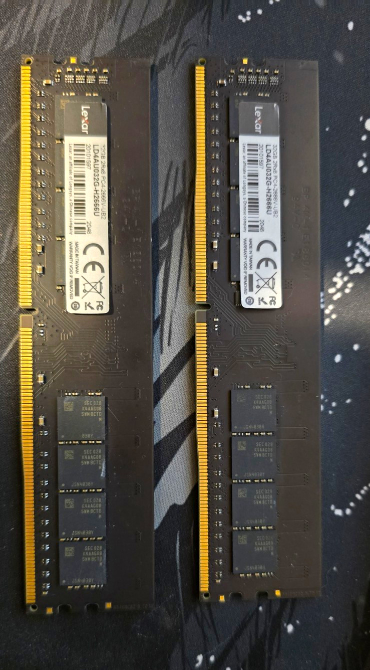 lexar 64gb kit (2x32gb) ddr4 LD4AU032G-H2666U (2 DIMM)